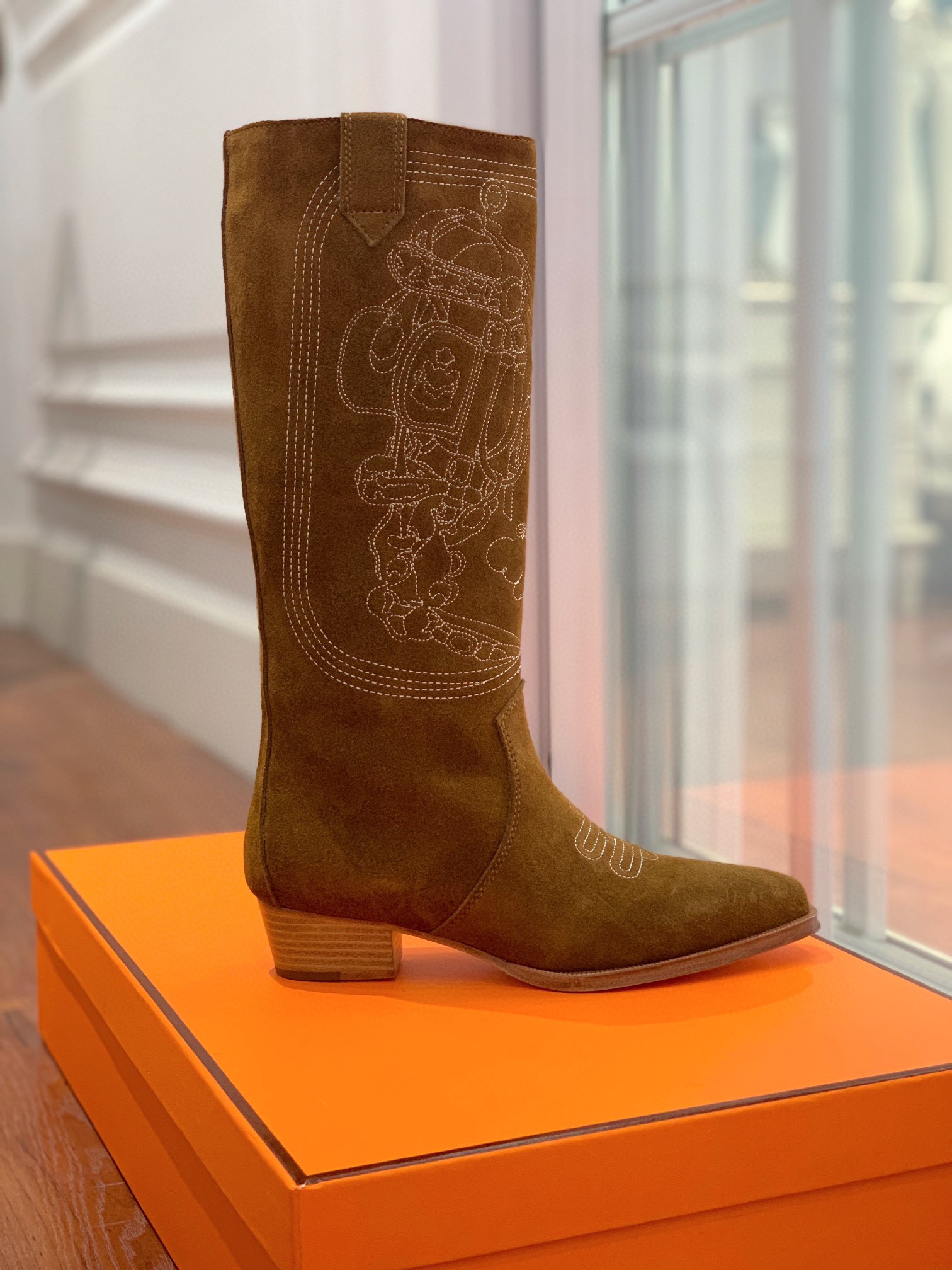 [TOP] HERMES Cow Boy Boots - Brown/Black/Black Suede