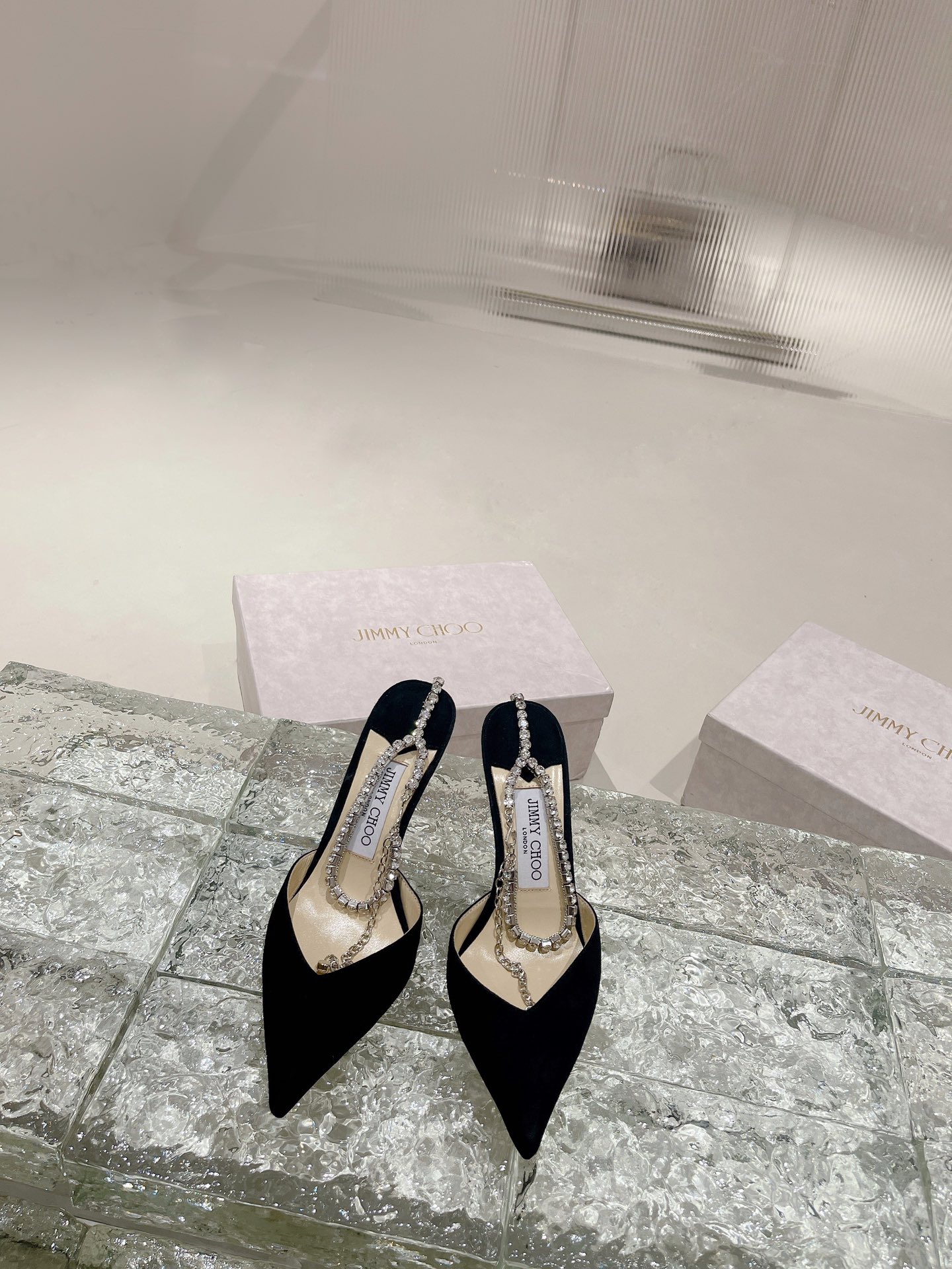 [TOP] Jimmy Choo Saeda Heel 8.5cm Crystal Lambskin - 4 Colours