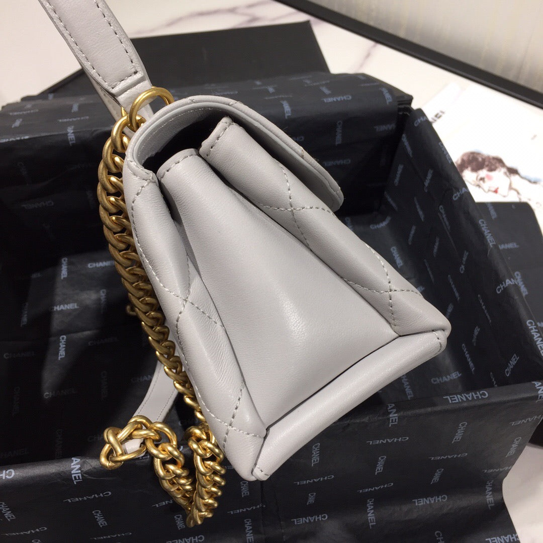 [TOP] CHANEL Trendy Spirit Top Handle Quilted Bag - Grey