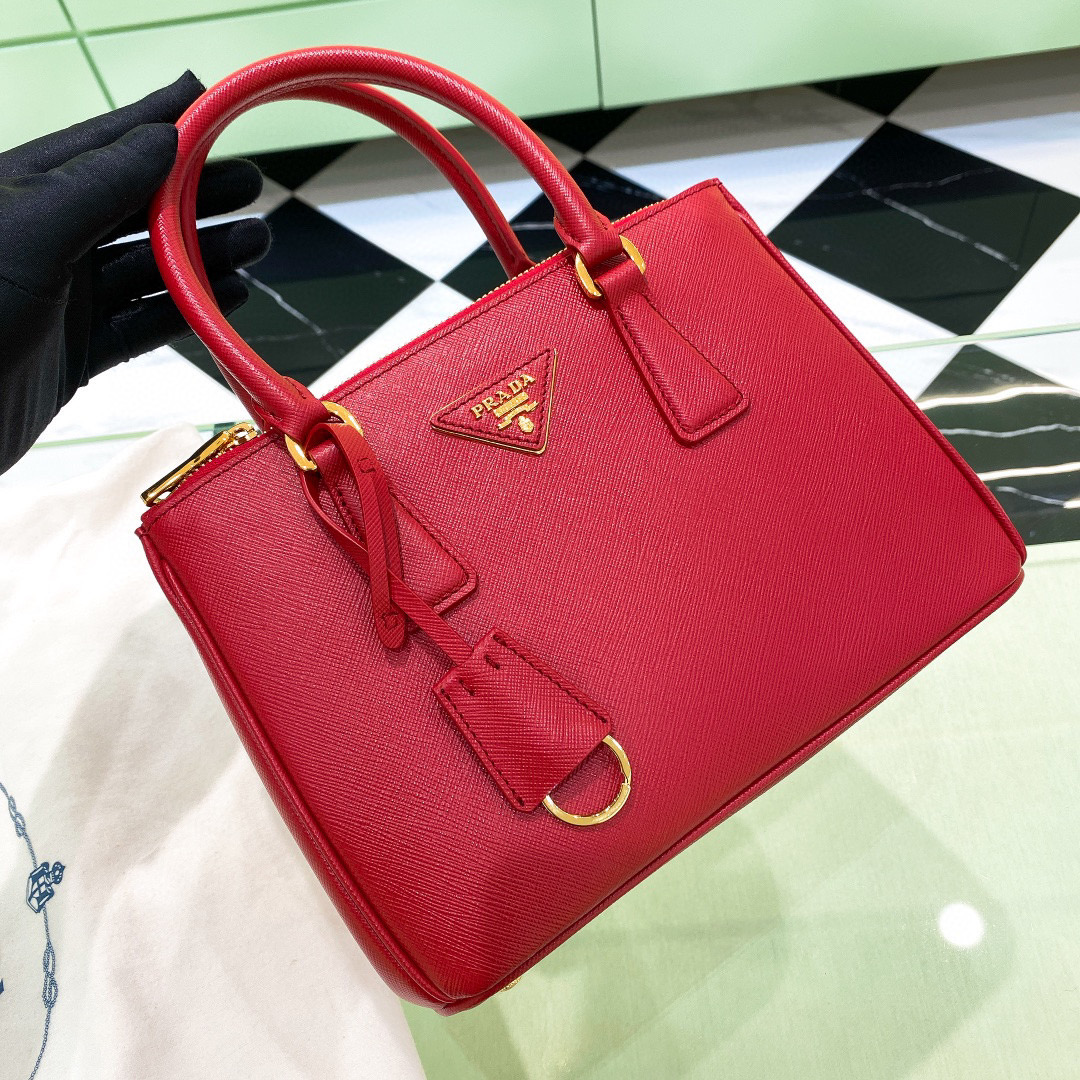 [TOP] PRADA Galleria Saffiano Handbag Small 24.5*16.5*11cm - Red