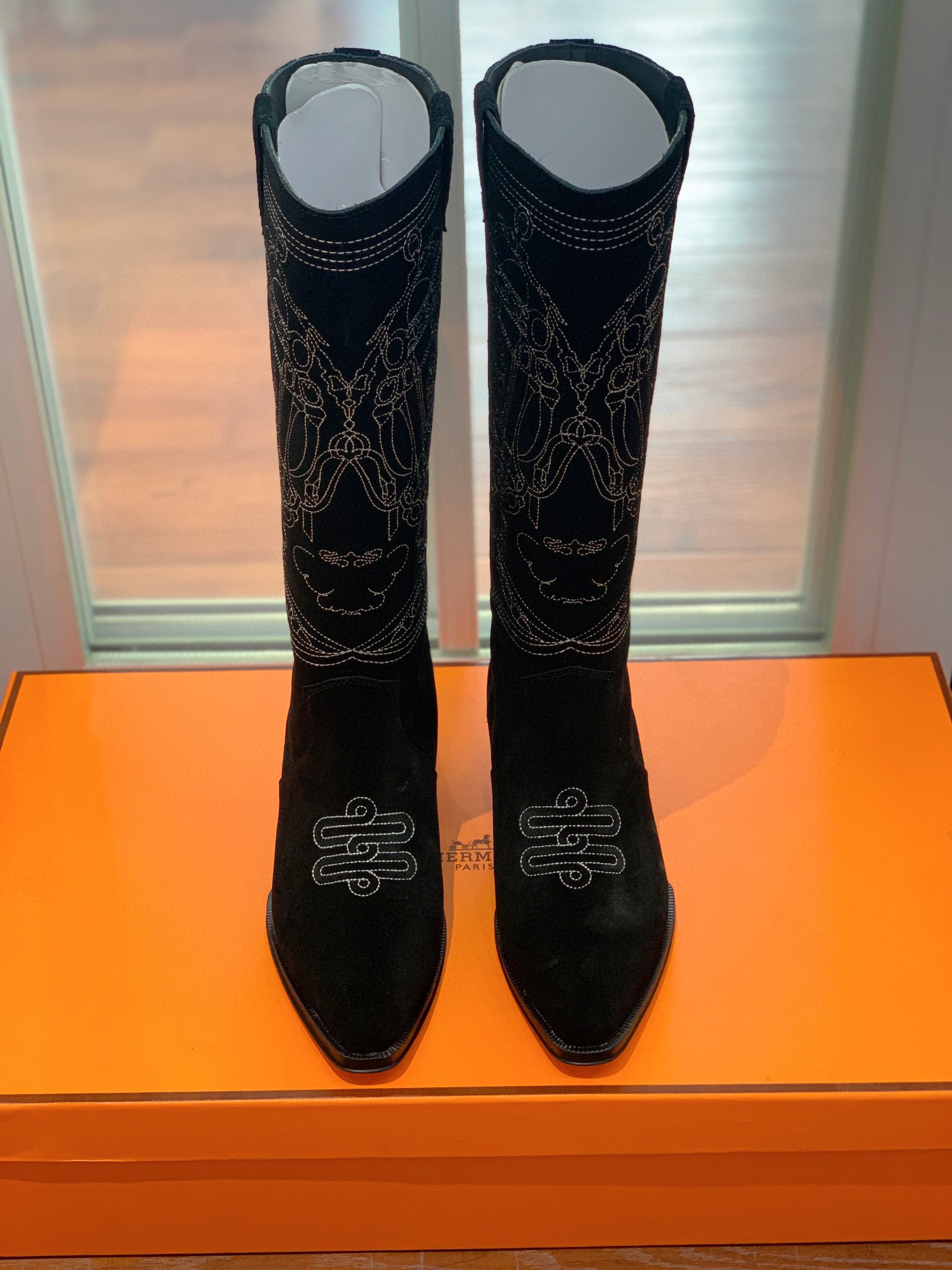 [TOP] HERMES Cow Boy Boots - Brown/Black/Black Suede