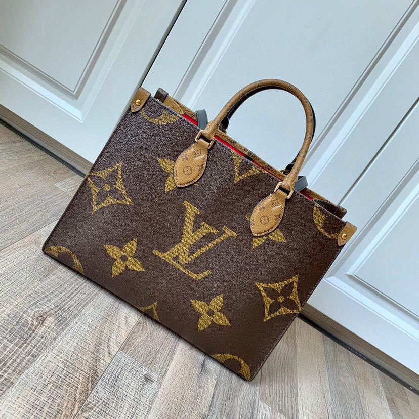 [TOP] Louis Vuitton LV On The Go Giant Monogram MM 35x27x14cm -Brown