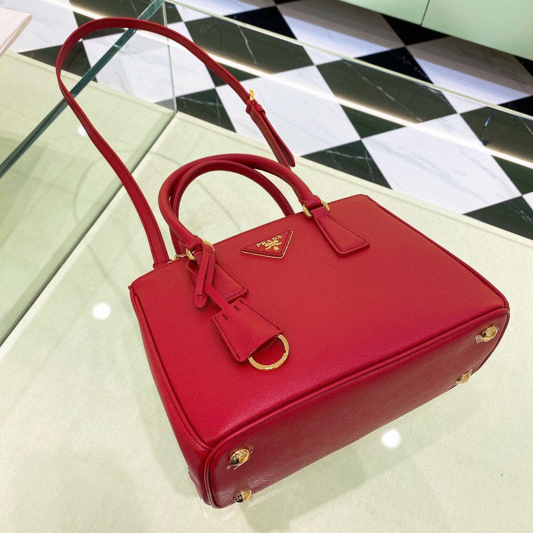 [TOP] PRADA Galleria Saffiano Handbag Small 24.5*16.5*11cm - Red