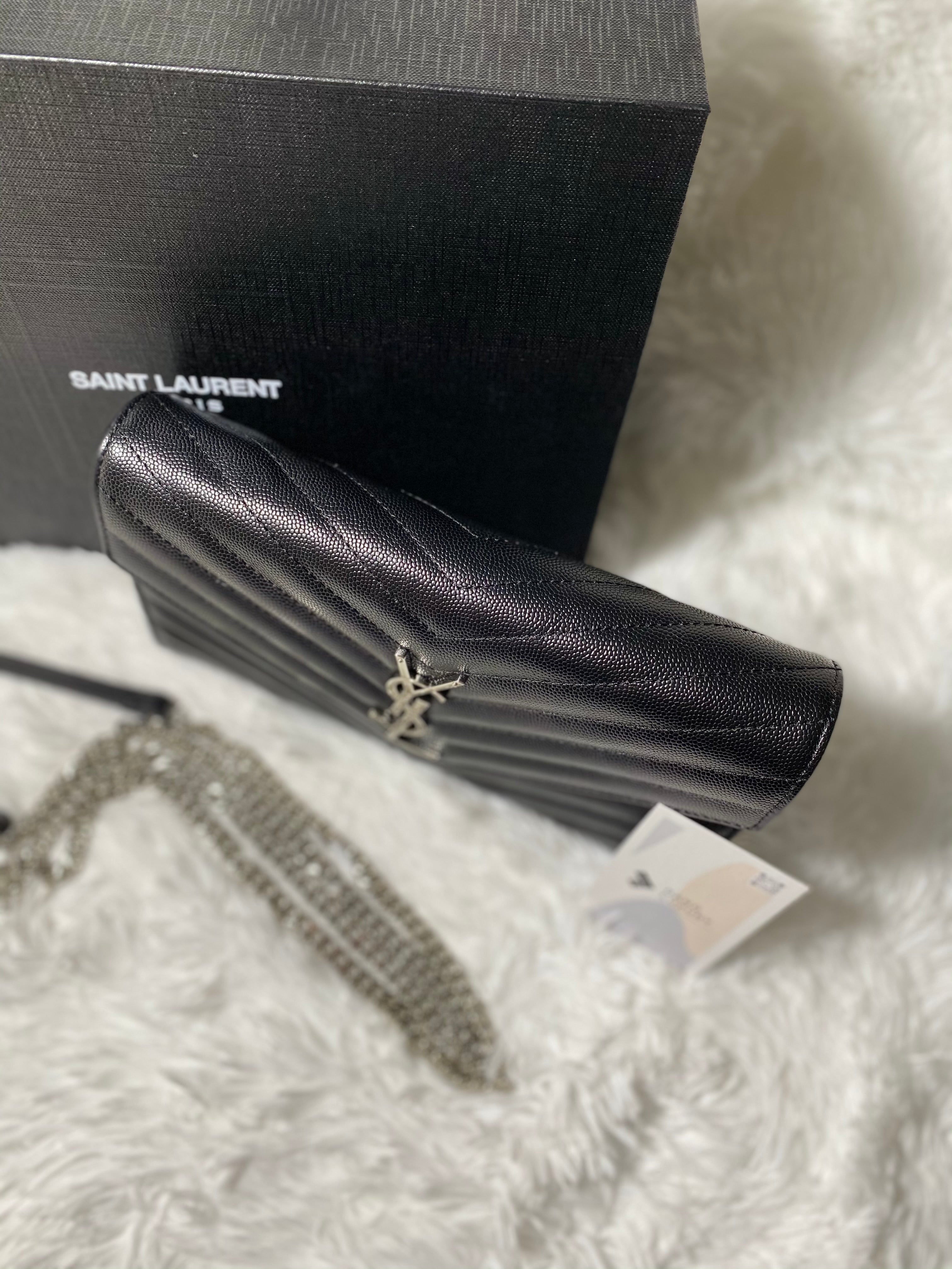 [TOP] Yves Saint Laurent YSL Monogram Matelasse Leather Wallet On Chain - TOP Quality
