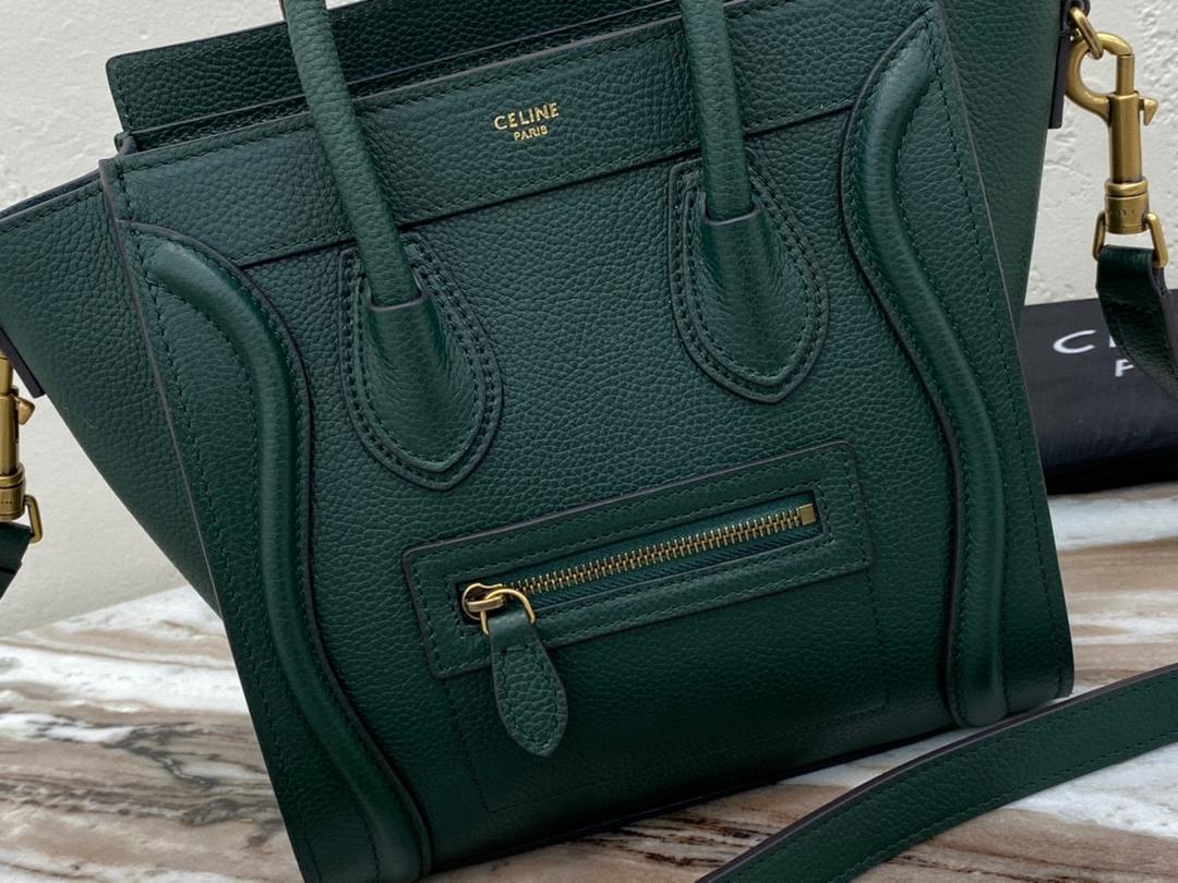 [TOP] CELINE Nano Luggage Bag 20x20x10cm - Amazon Green