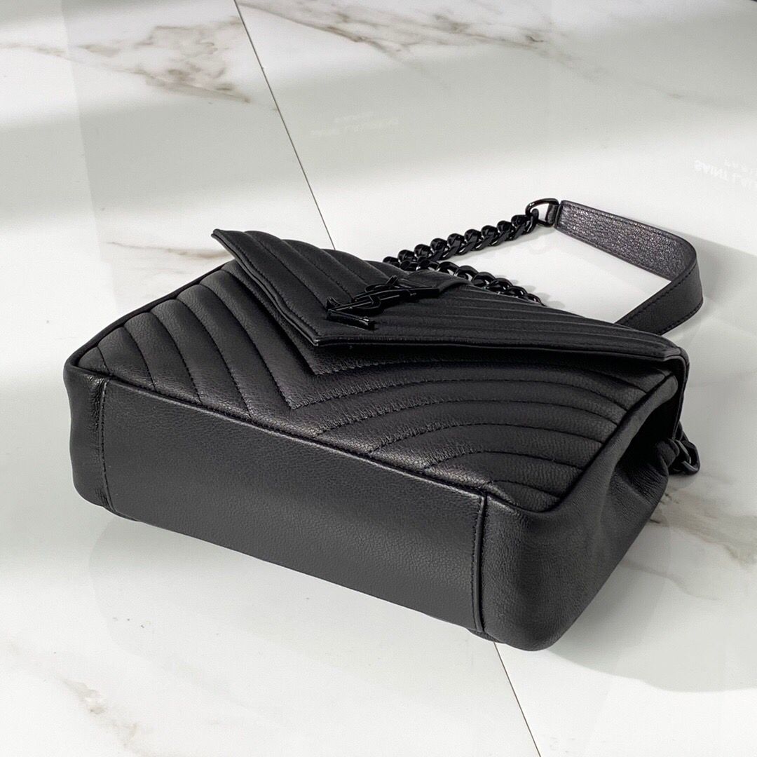 [TOP] Yves Saint Laurent YSL Small College Bag 24×17×6cm - Black on Black