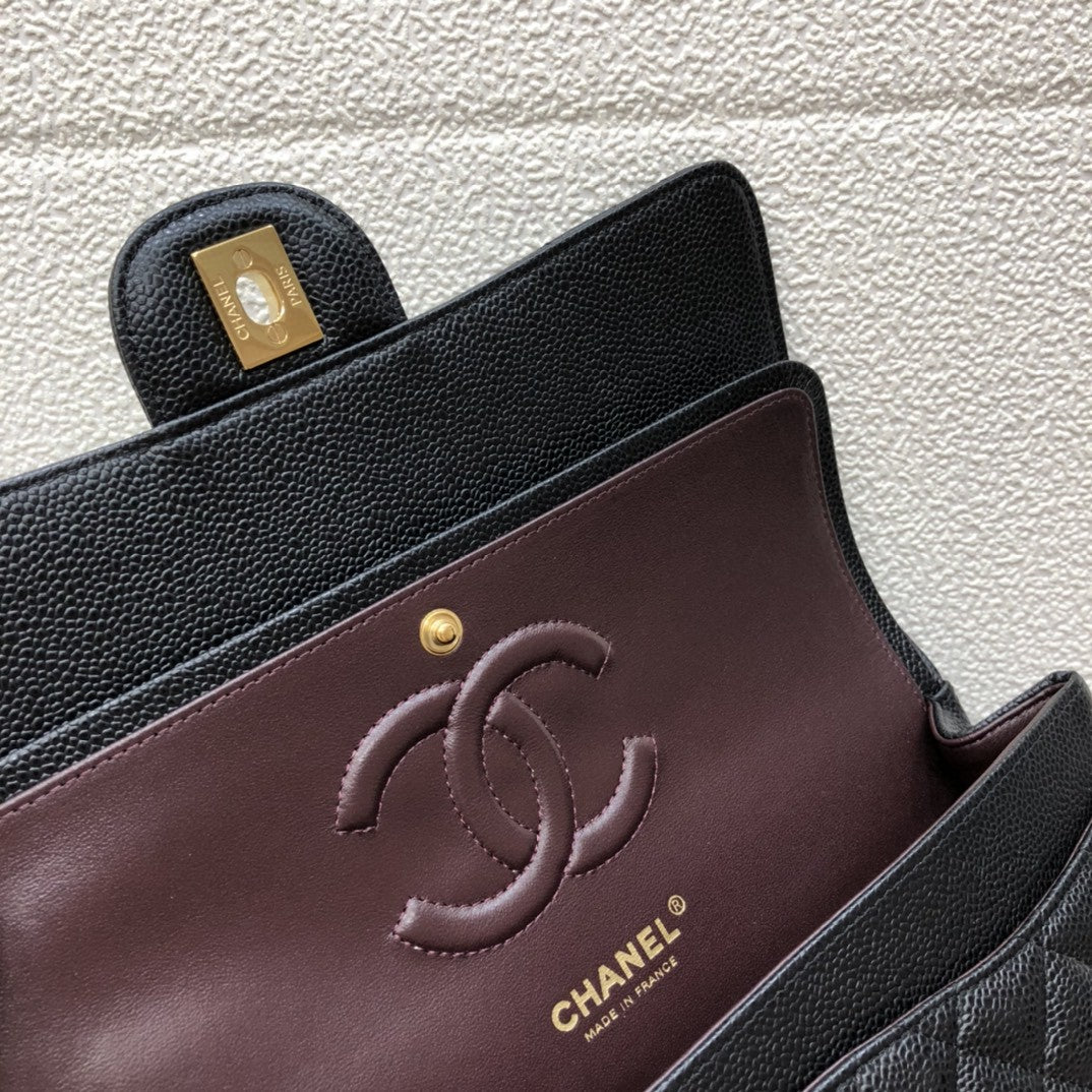 [TOP] CHANEL Classic Flap Bag Caviar Medium 25.5cm – Black & GHW
