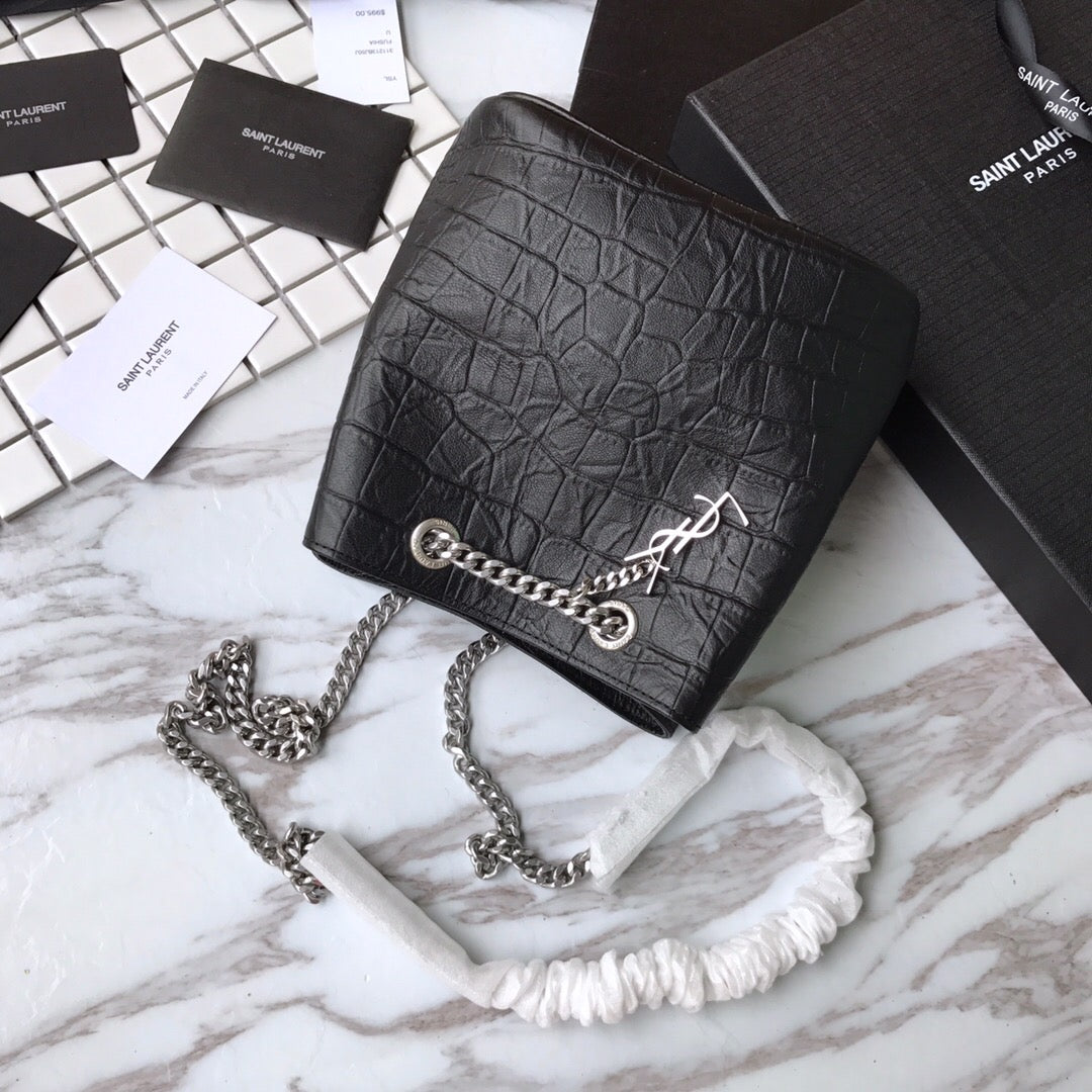 [TOP] Yves Saint Laurent YSL Classic Baby Emmanuelle Chain Bucket Bag - Black