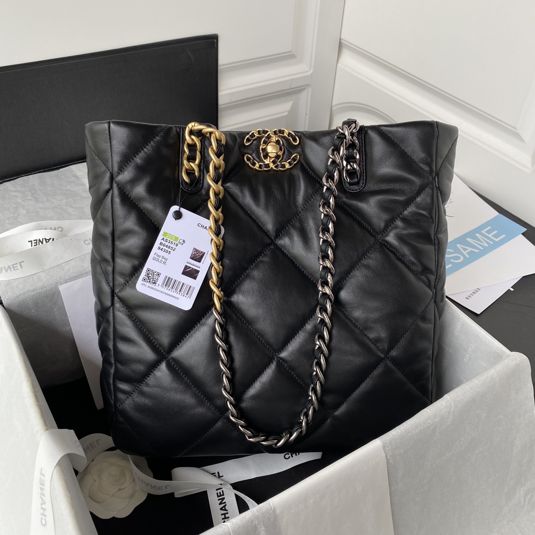 [TOP] CHANEL 19 Tote Bag 30*37*10cm - GHW - Black