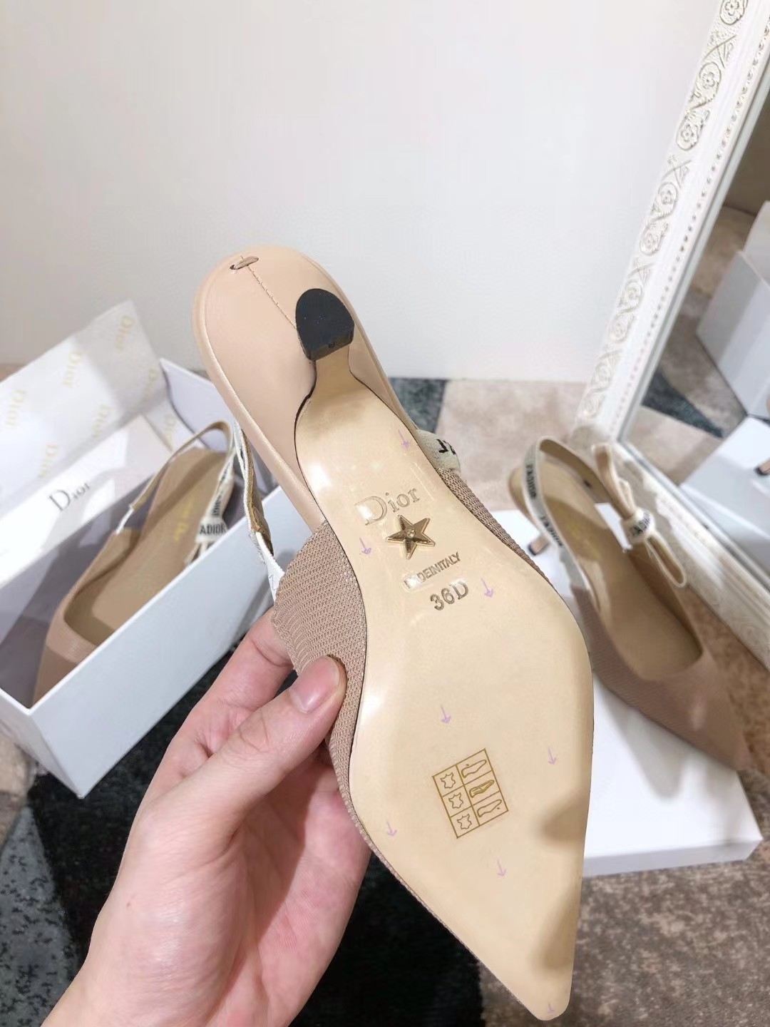 [TOP] Christian Dior J’adior Slingback High Heels - Beige