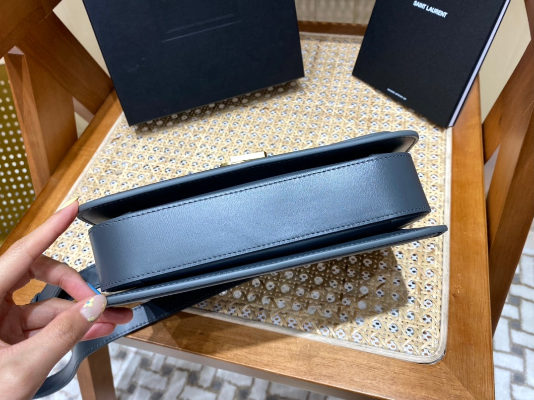 [TOP] Yves Saint Laurent YSL Solferino Medium Box Bag - Dark Grey