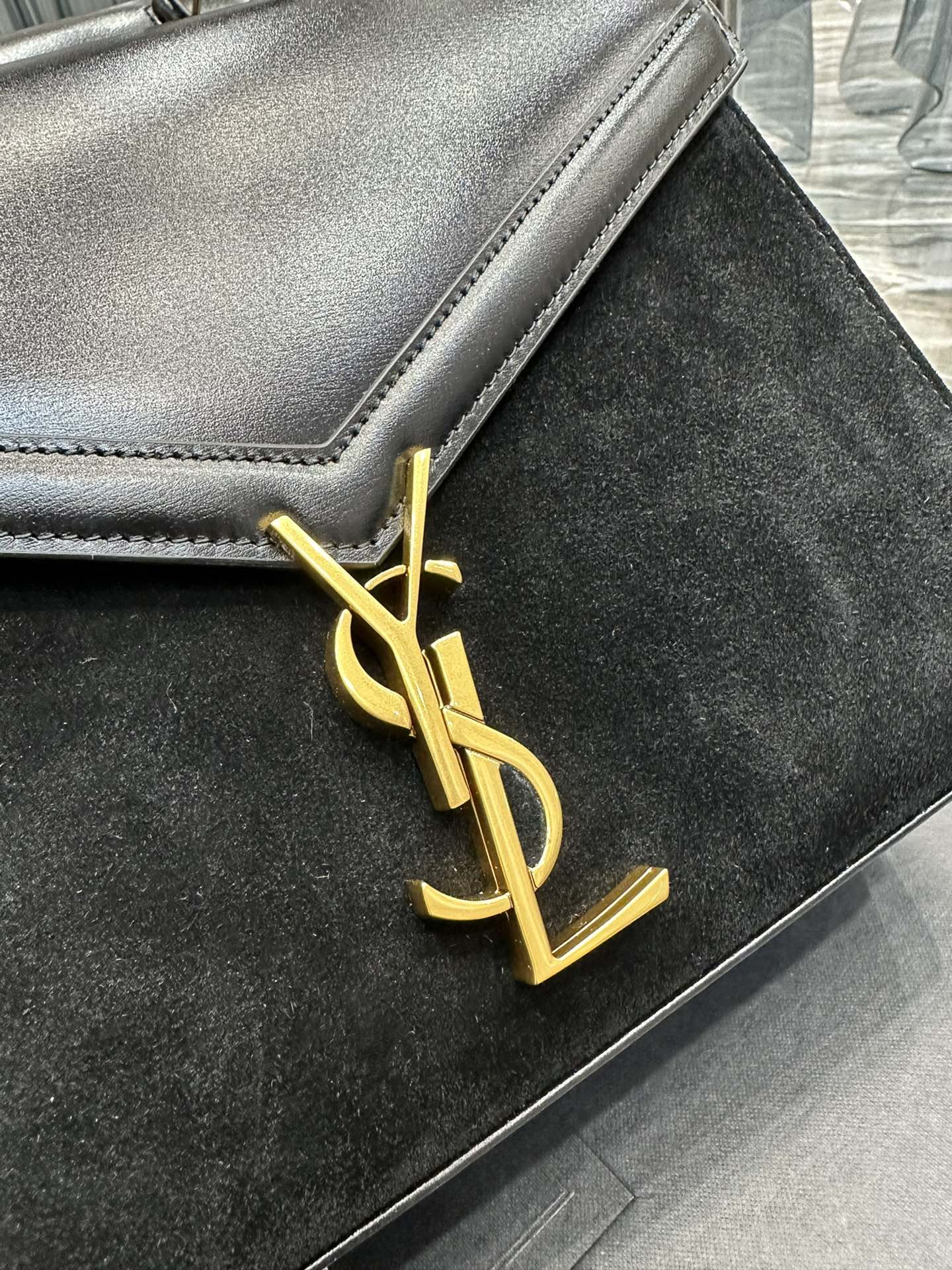 [TOP] Yves Saint Laurent YSL Cassandra Suede Briefcase Bag - GHW - 3 Color