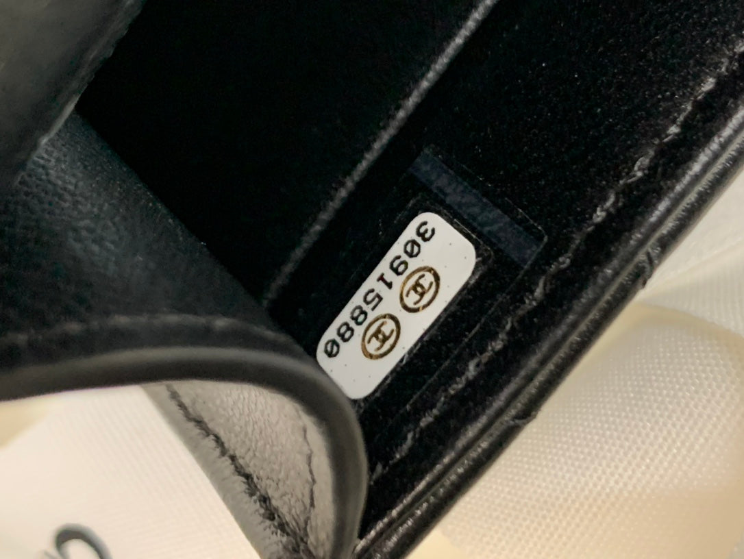 [TOP] CHANEL Flap Phone Holder Chain Bag w Enamel Top Handle - Black