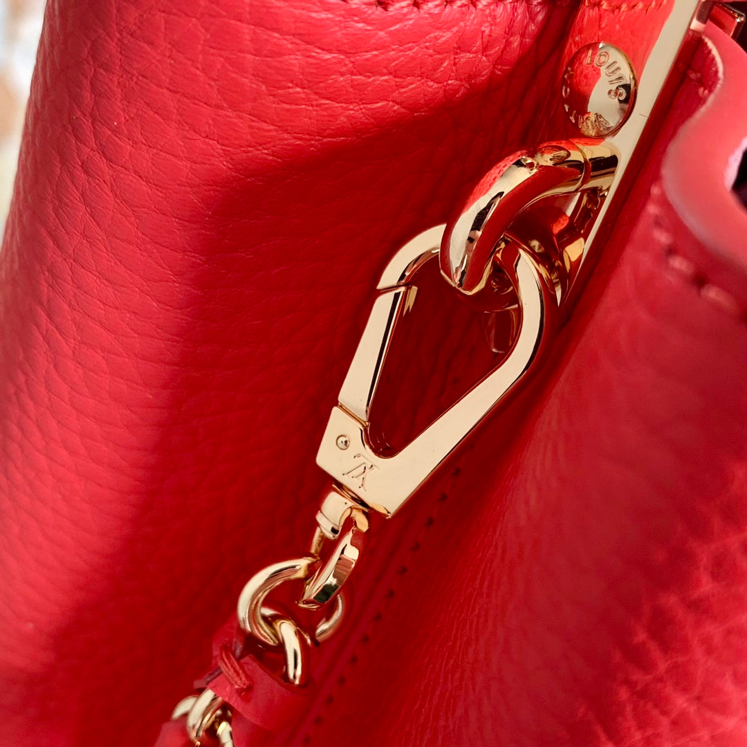 [TOP] Louis Vuitton LV Capucines BB 27x18x9cm- Red