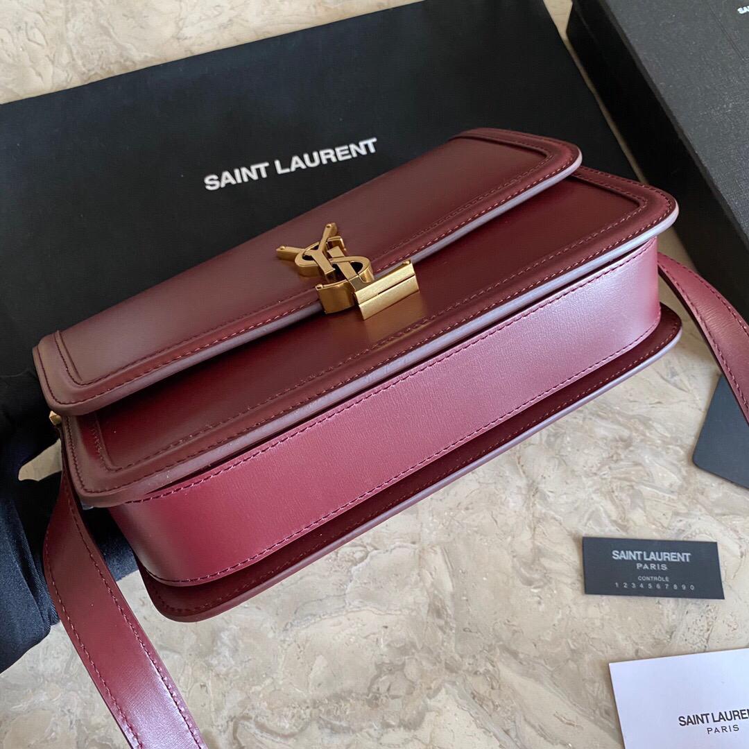 [TOP] Yves Saint Laurent YSL Solferino Medium Shoulder Bag - Burgundy GHW