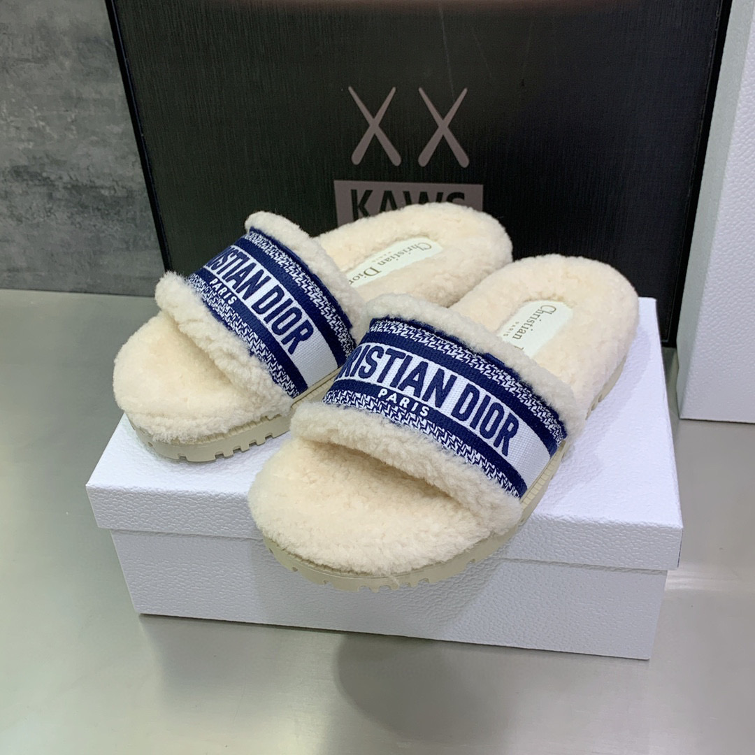 [TOP] Christian Dior D-Way Slide Embroidered Cotton and Shearling - 20 Colours