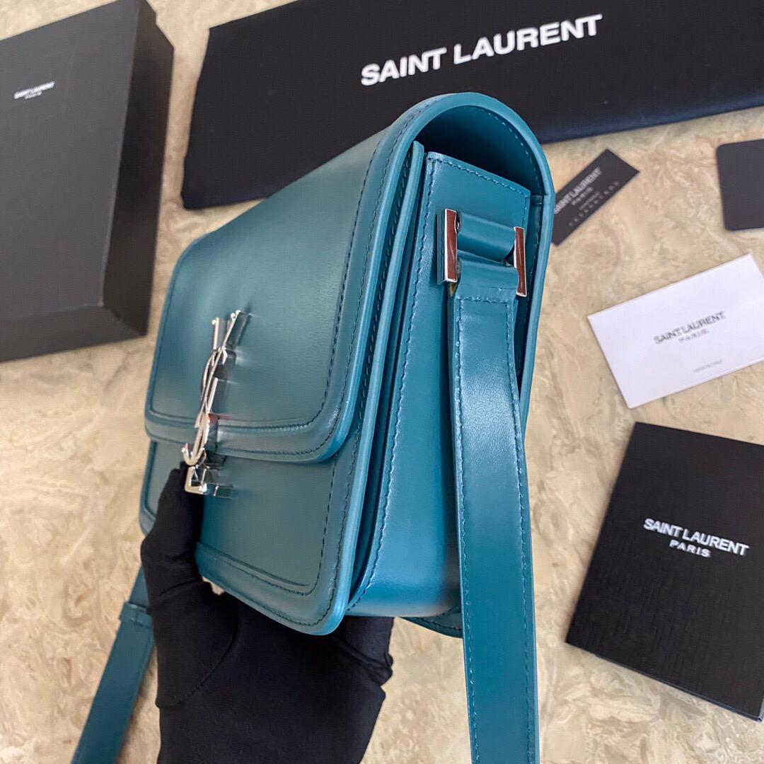 [TOP] Yves Saint Laurent YSL Solferino Medium Shoulder Bag - Blue SHW