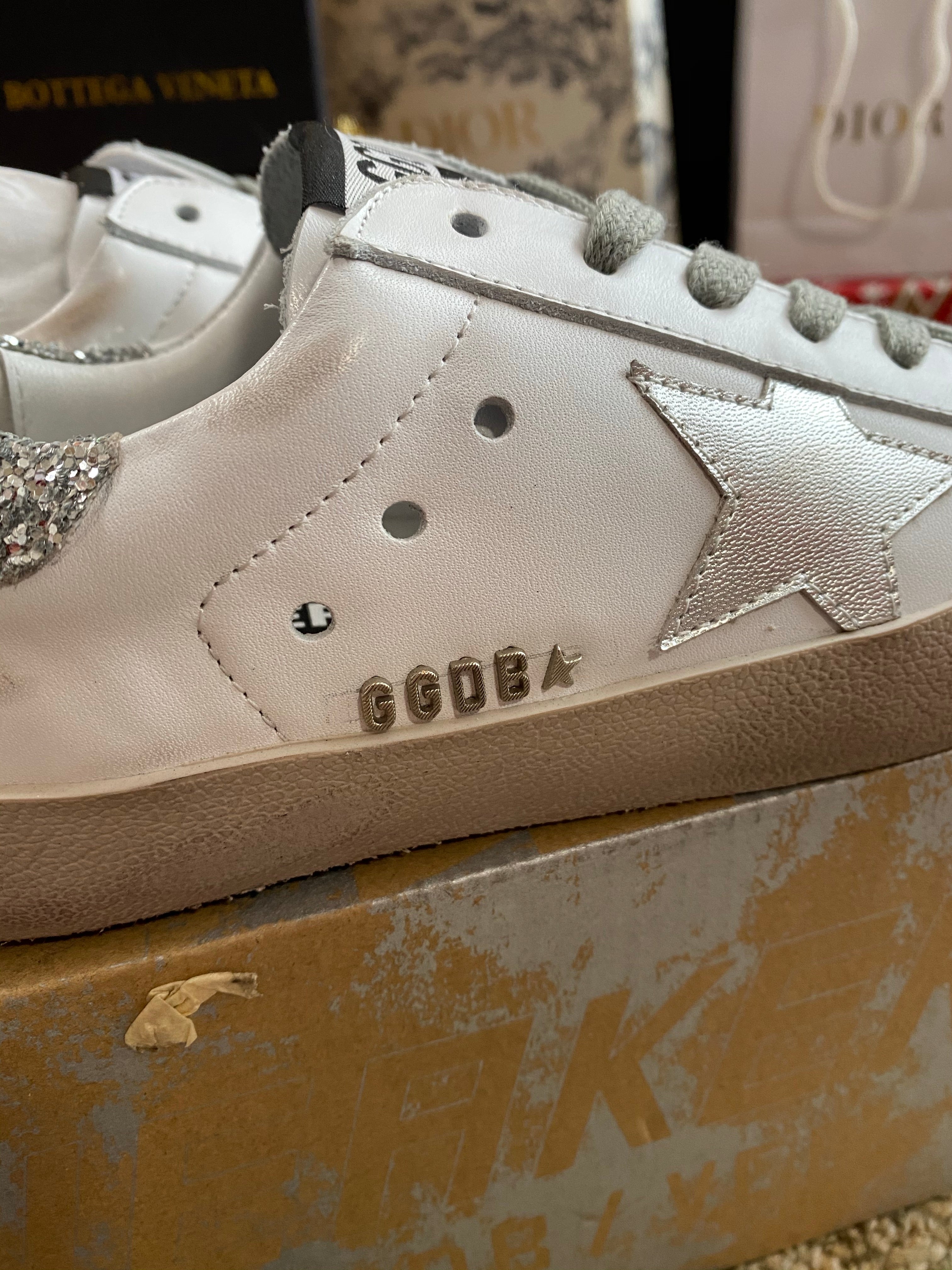 [TOP] GGDB Golden Goose Hi Star Sneakers - SILVER