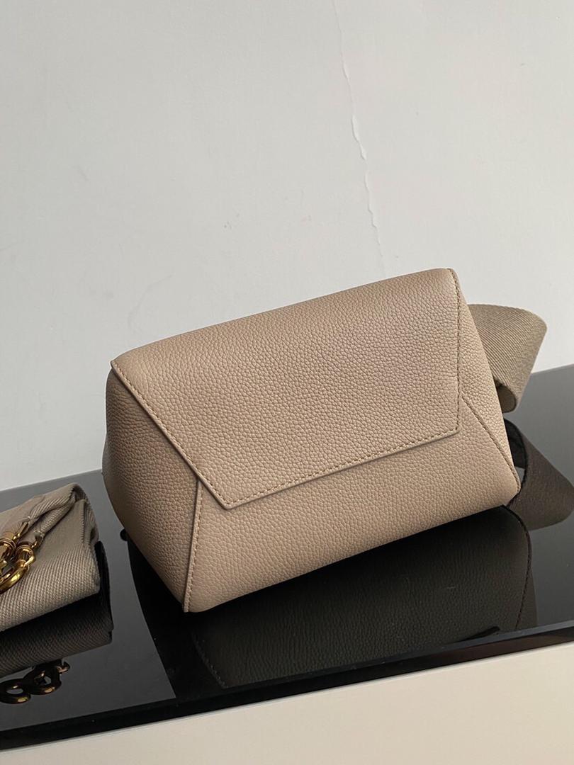[TOP] CELINE Sangle Small Grainy Bucket Bag - Taupe