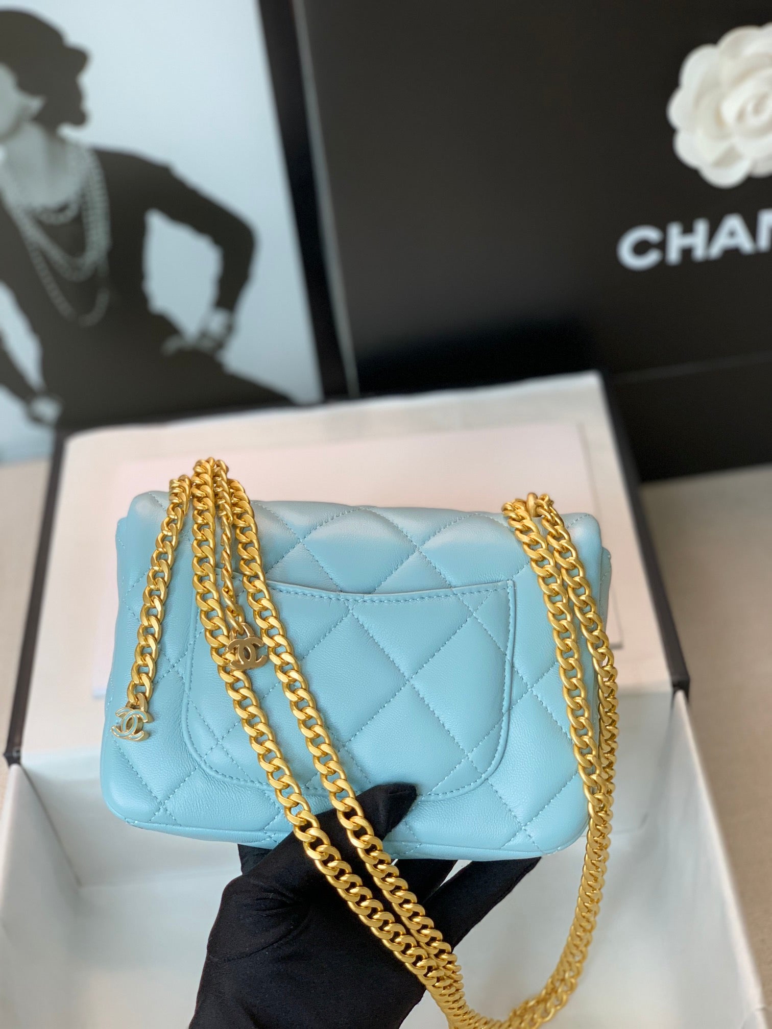 [TOP] CHANEL Flap Bag w Enamels Mini - Blue