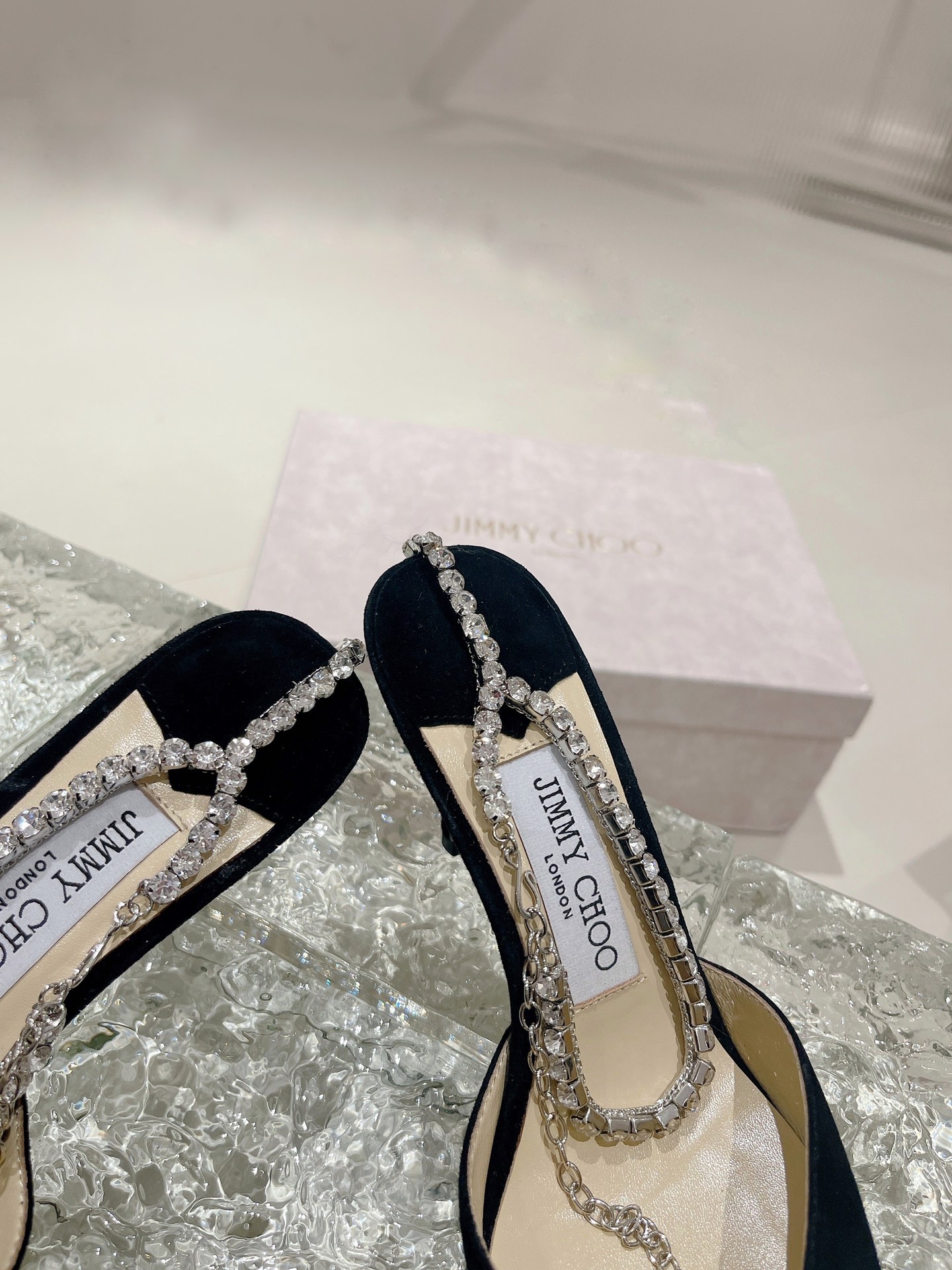 [TOP] Jimmy Choo Saeda Heel 8.5cm Crystal Lambskin - 4 Colours