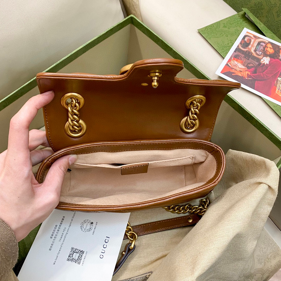 [TOP] GUCCI Marmont Bag Mini 22cm - Brown