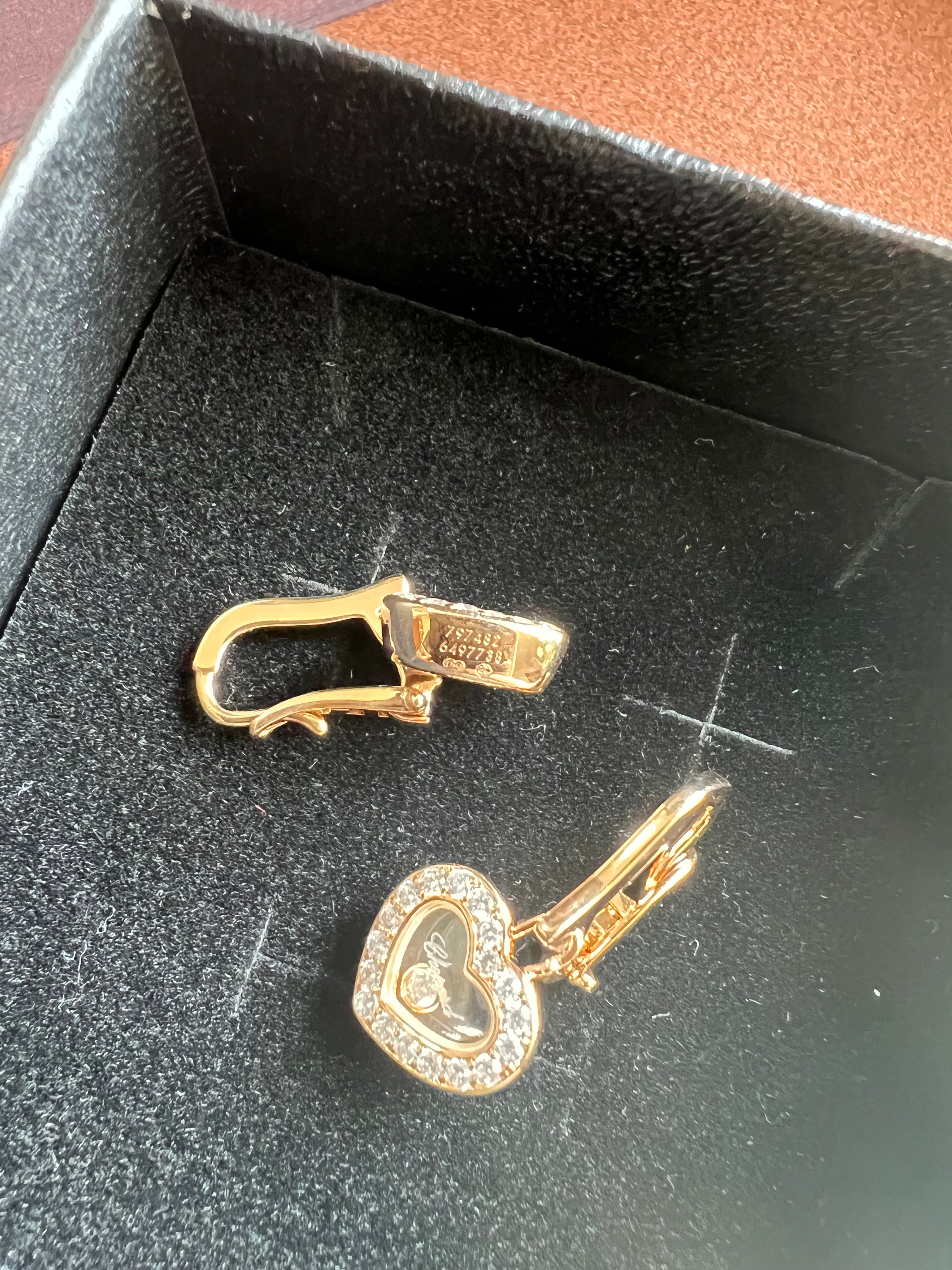 [TOP] Ch0pard Heart Dangle Earrings w Stones - Gold