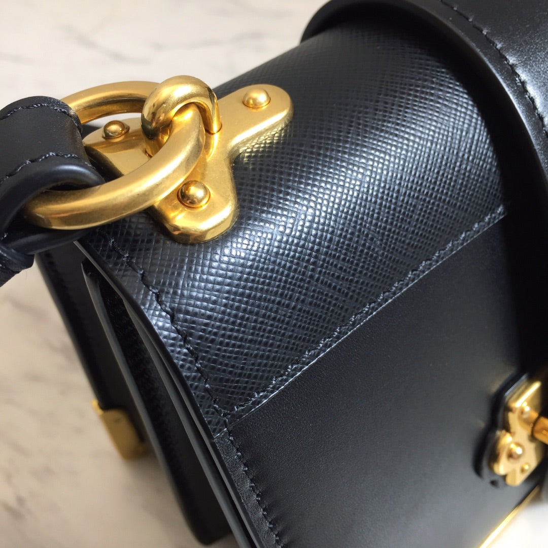 [TOP] PRADA Cahier Leather Bag - Black