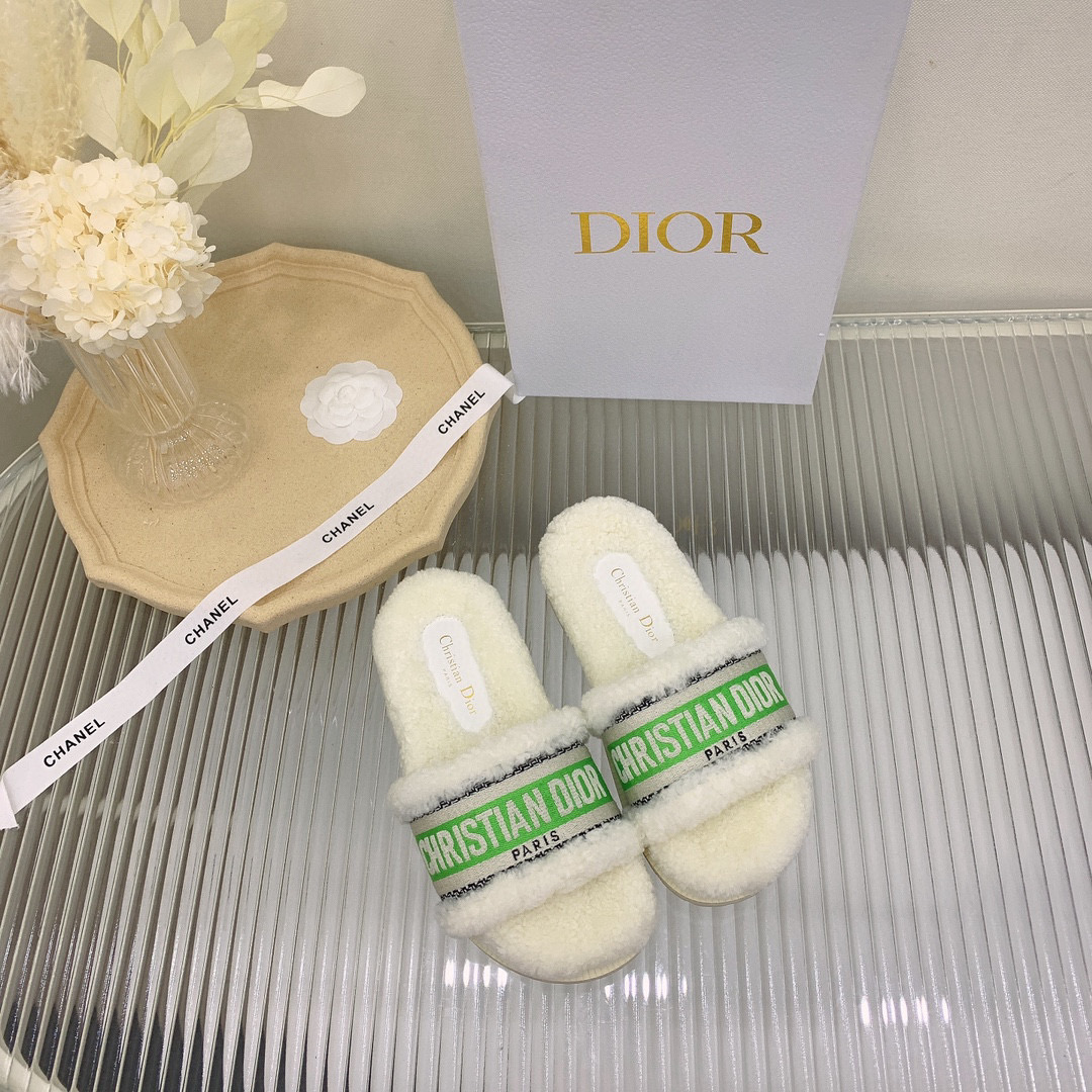 [TOP] Christian Dior D-Way Slide Embroidered Cotton and Shearling - 20 Colours