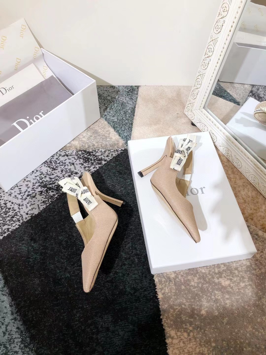 [TOP] Christian Dior J’adior Slingback High Heels - Beige