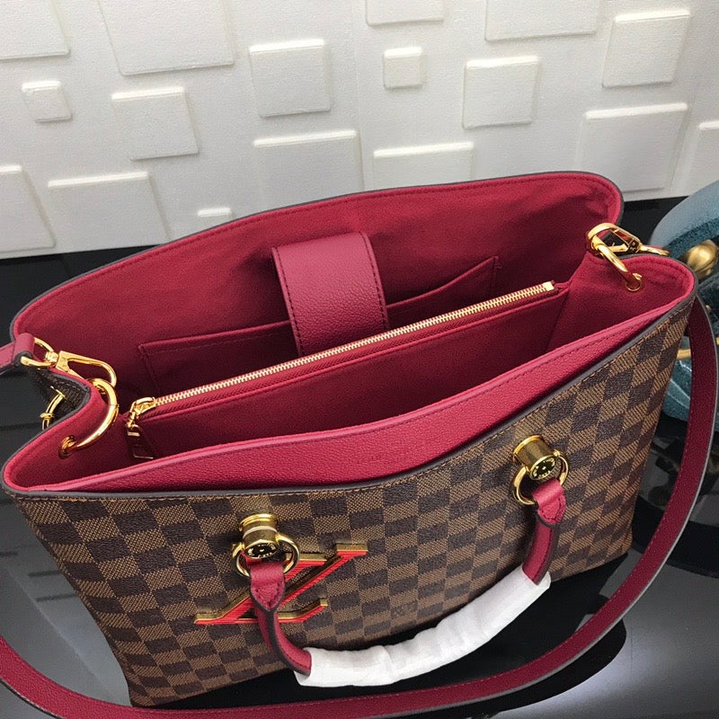 [TOP] Louis Vuitton LV  Damier Ebene Riverside 36 x 25.1  x 14.9 cm- Red
