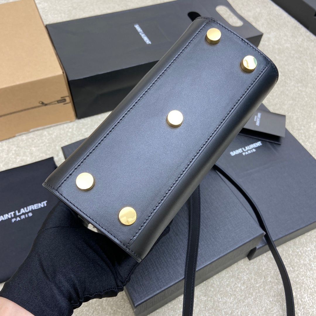 [TOP] Yves Saint Laurent YSL Nano Sac De Jour Leather Bag - Black w GHW