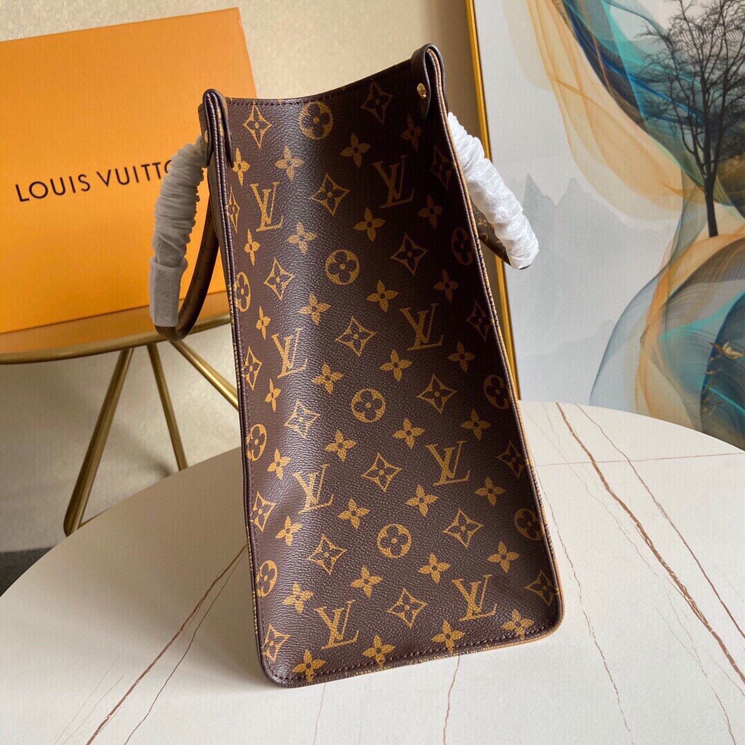 [TOP] Louis Vuitton LV On The Go Reverse Monogram Large Tote 41*34*19cm-Brown