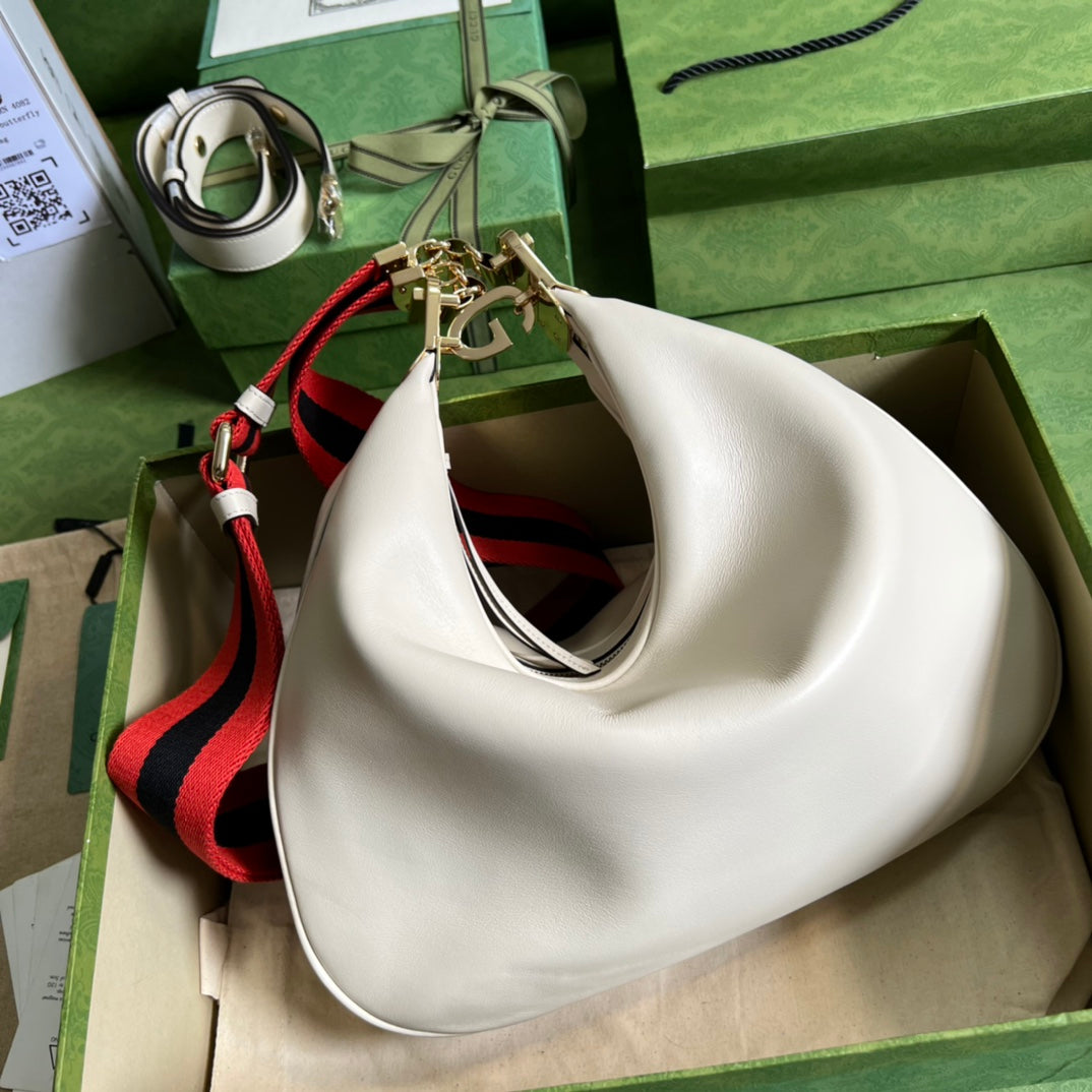 [TOP] GUCCI G*G Attache Large Shoulder Bag - White