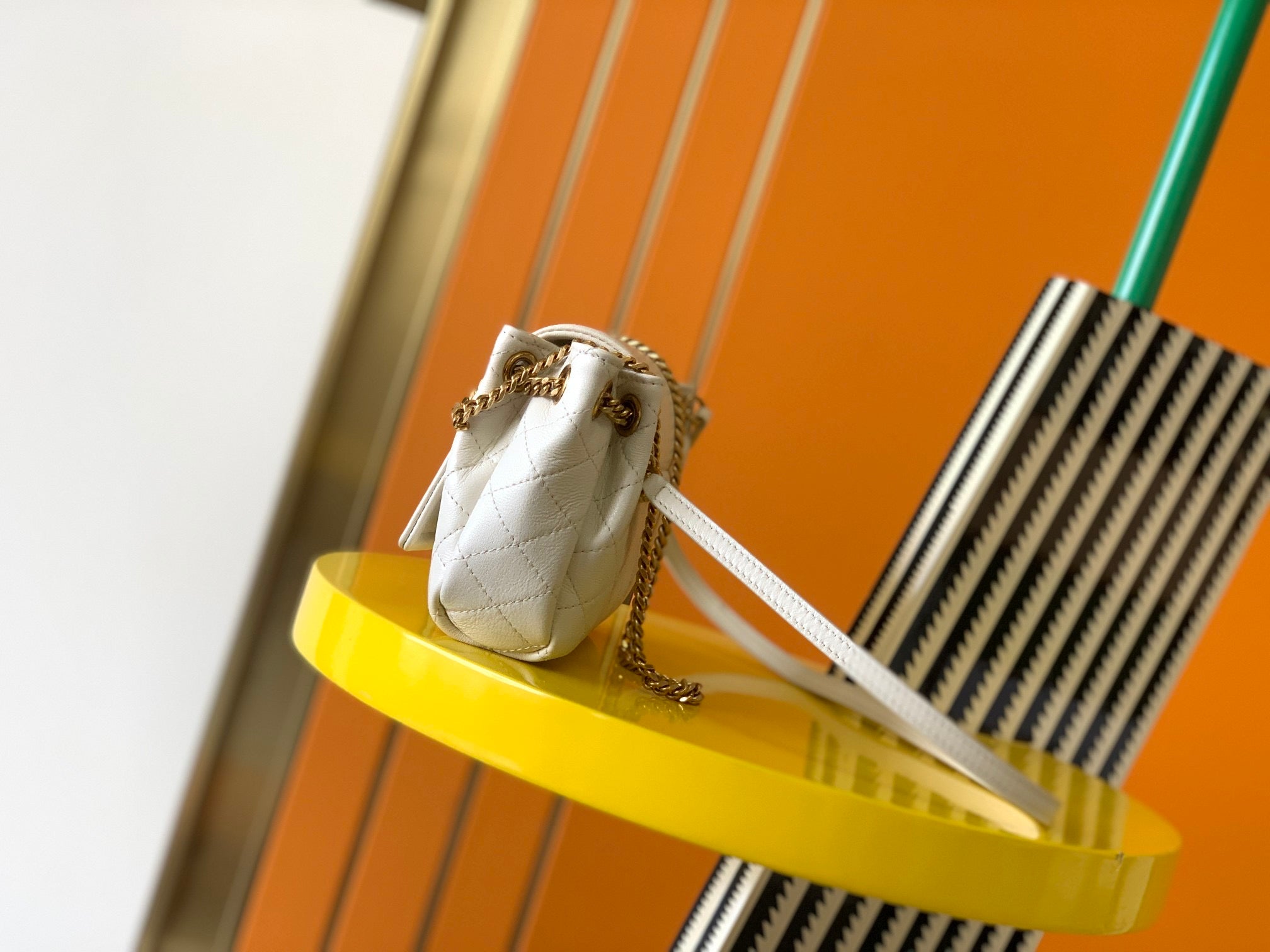 [TOP] Yves Saint Laurent YSL Mini Nolita Bag - White GHW