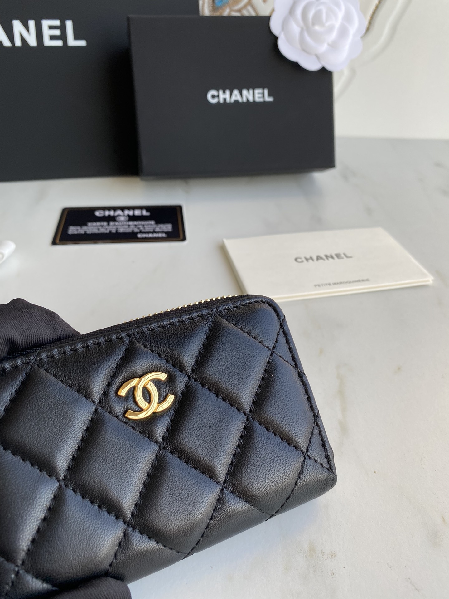 [TOP] CHANEL Zipper Flap Wallet - GHW&SHW - Black