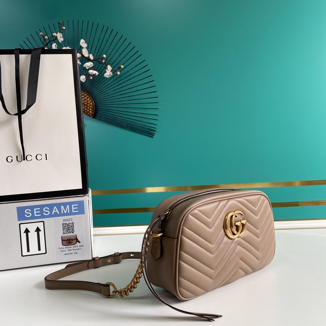 [TOP] GUCCI GG Small Marmont Shoulder Bag - Dusty Rose