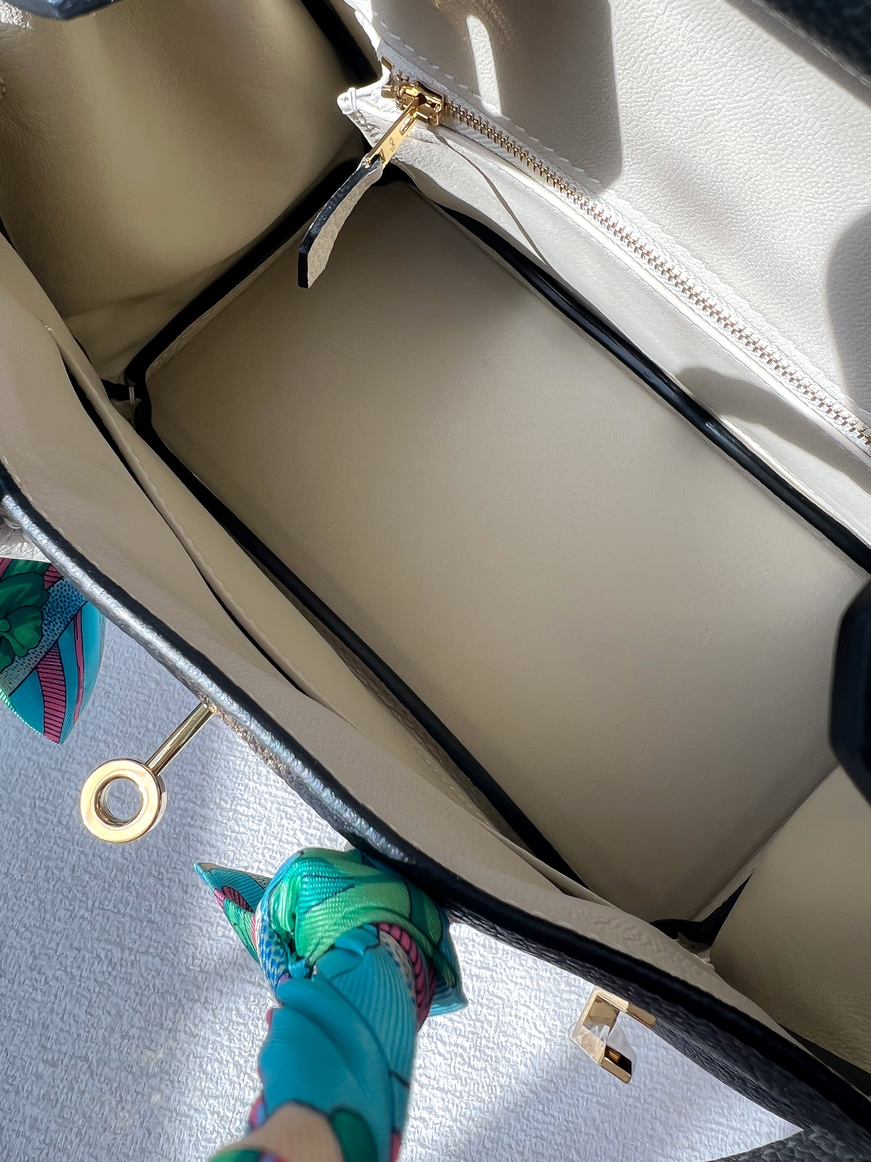 [TOP] HERMES Birkin 2 Tones 25cm - Black and Cream (Customised)