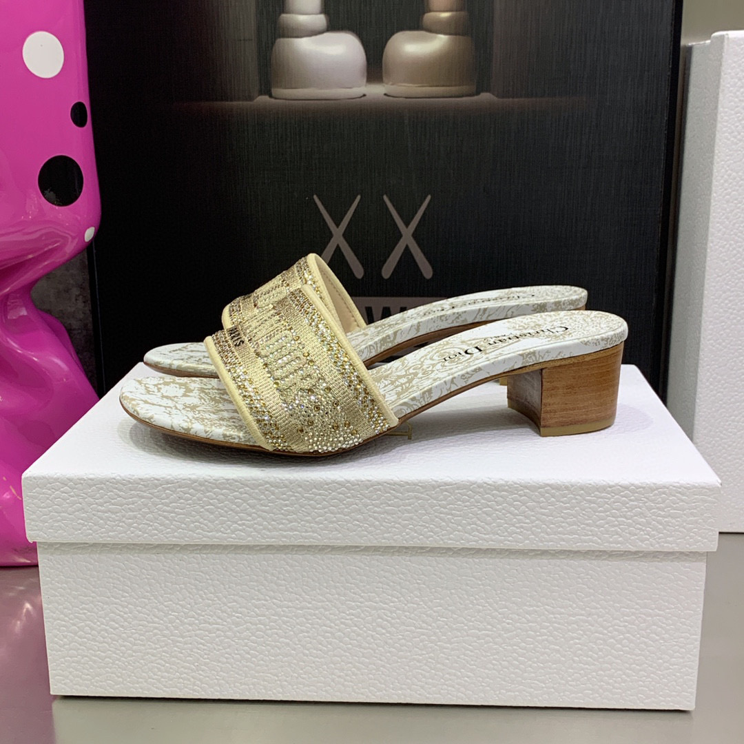 [TOP] Christian Dior Around the World Stella Embroidered high heels Slides - 5 Colours