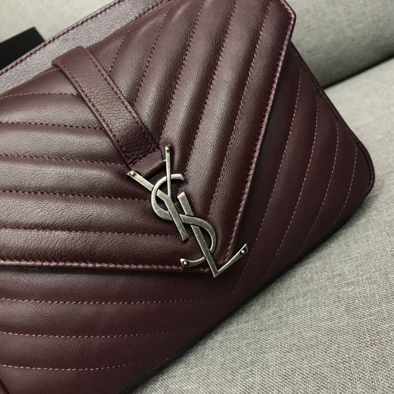 [TOP] Yves Saint Laurent YSL Small College Bag - Burgundy w SHW
