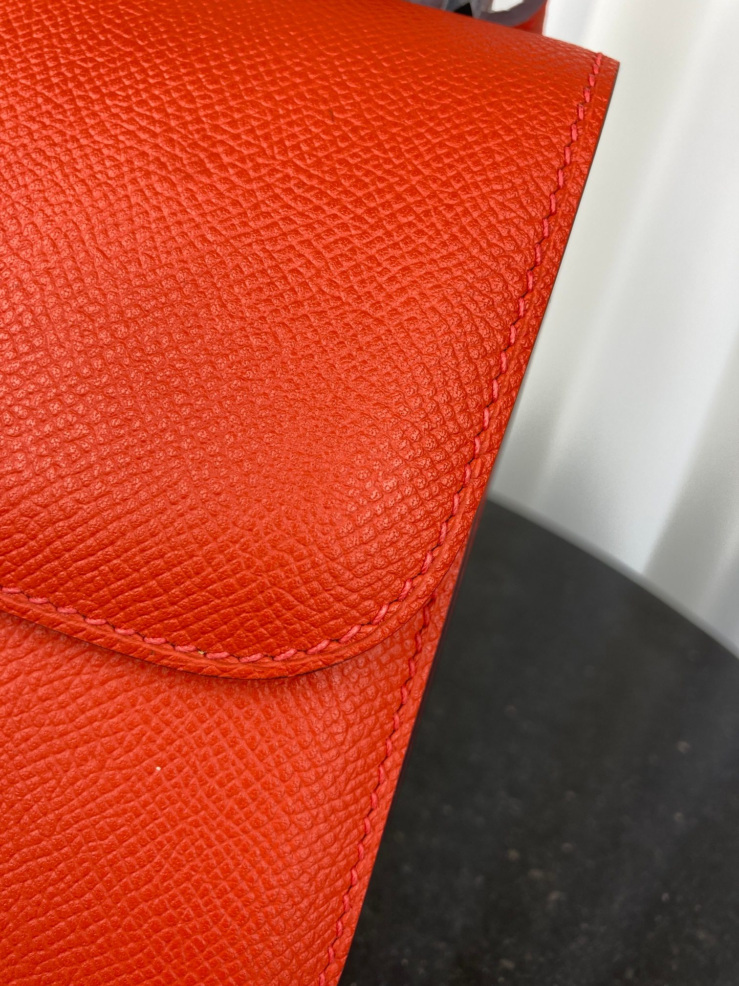 [TOP] HERMES Constance Epsom Leather 18cm23cm- Orange & SHW