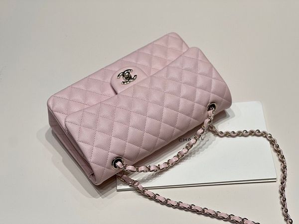 [TOP] CHANEL Classic Flap Bag Caviar Medium 25.5cm – Light Pink & GHW