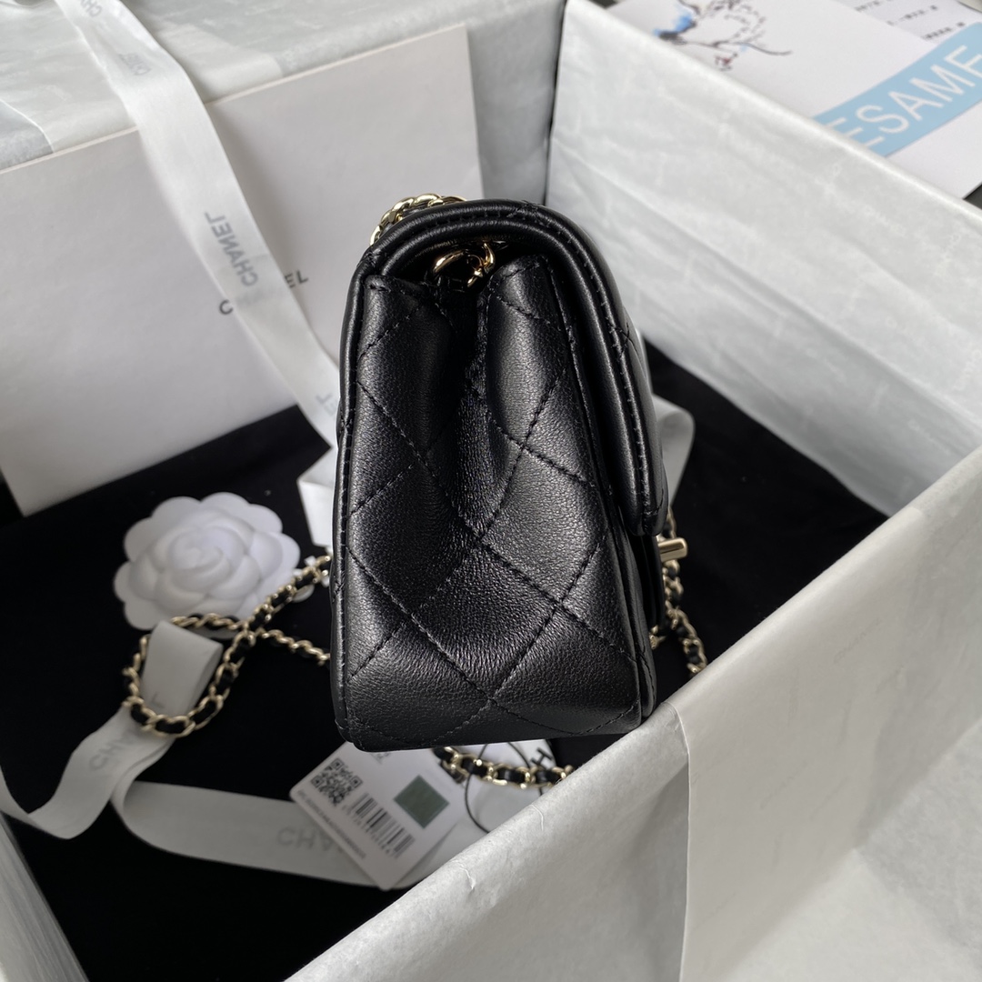 [TOP] CHANEL Classic Flap Bag 17cm/20cm - GHW - Black