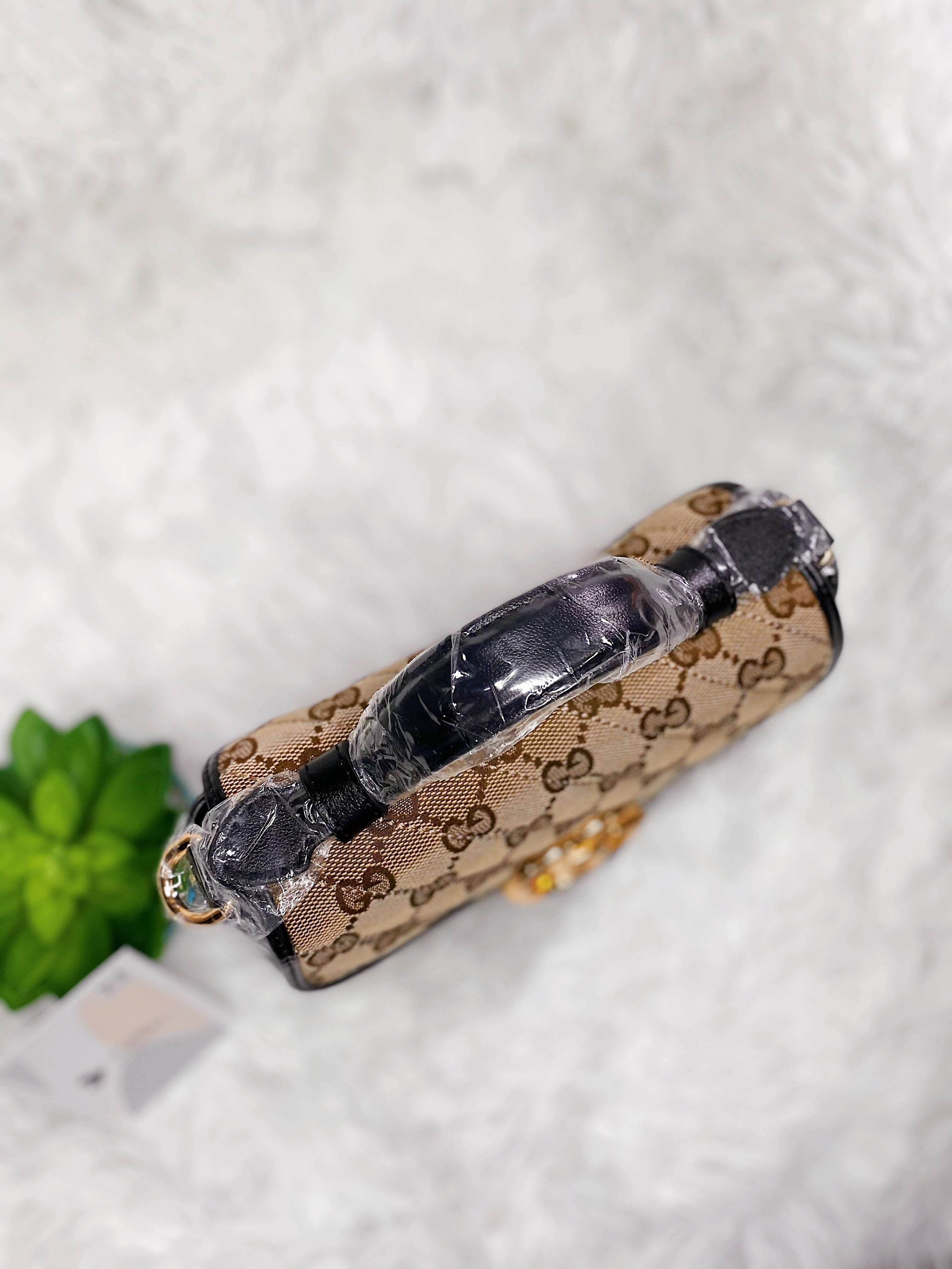 [TOP] GUCCI GG Marmont Bag Top Handle Mini 27*13.5*10 - Beige x Ebony Canvas