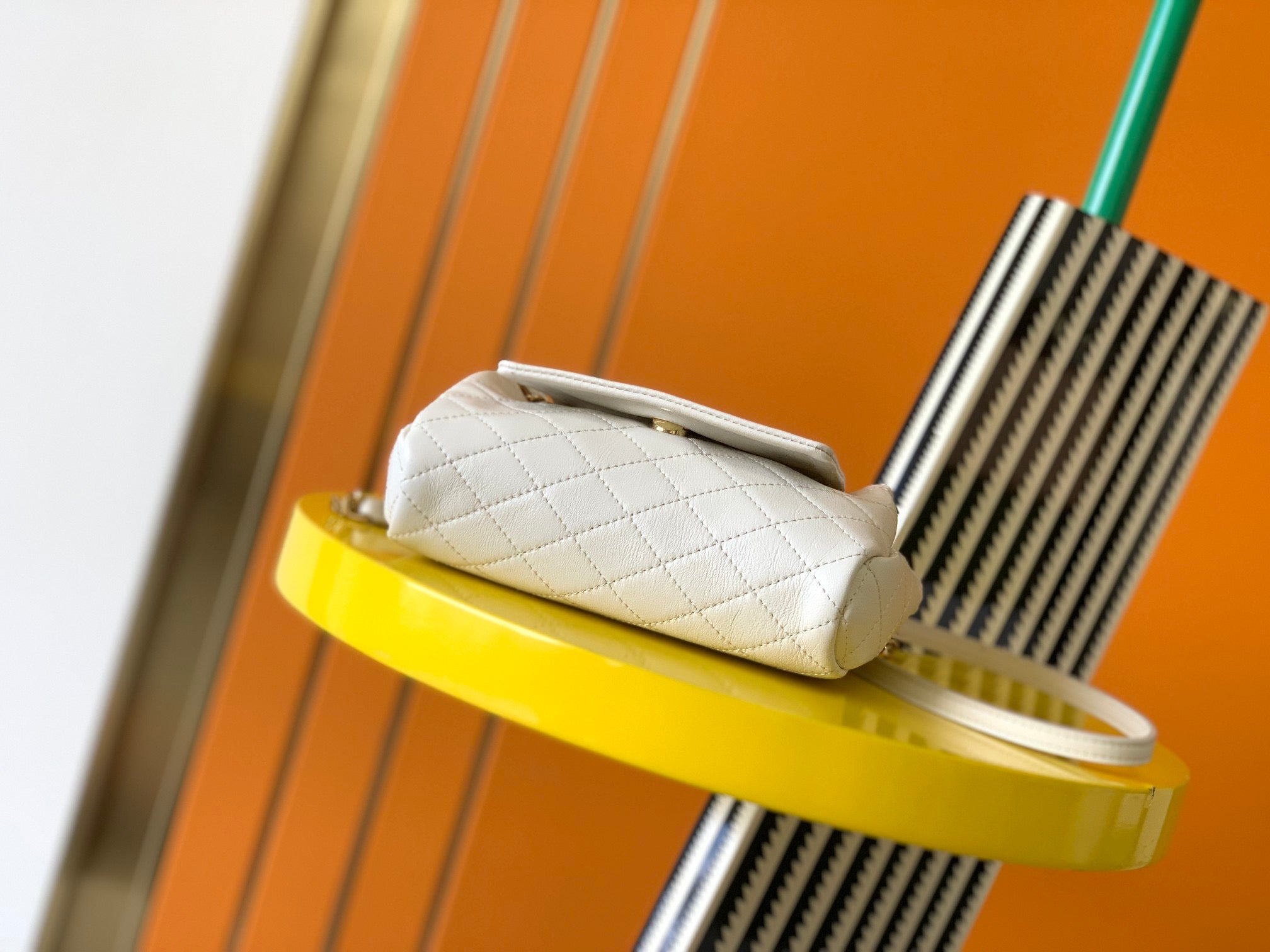 [TOP] Yves Saint Laurent YSL Mini Nolita Bag - White GHW