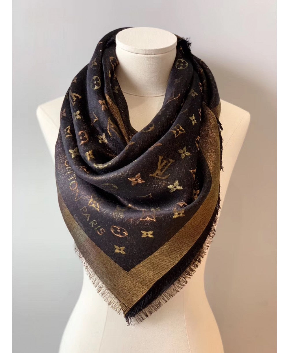[TOP] Louis Vuitton LV L*V Square Scarf and Shawl - Iridescent Black