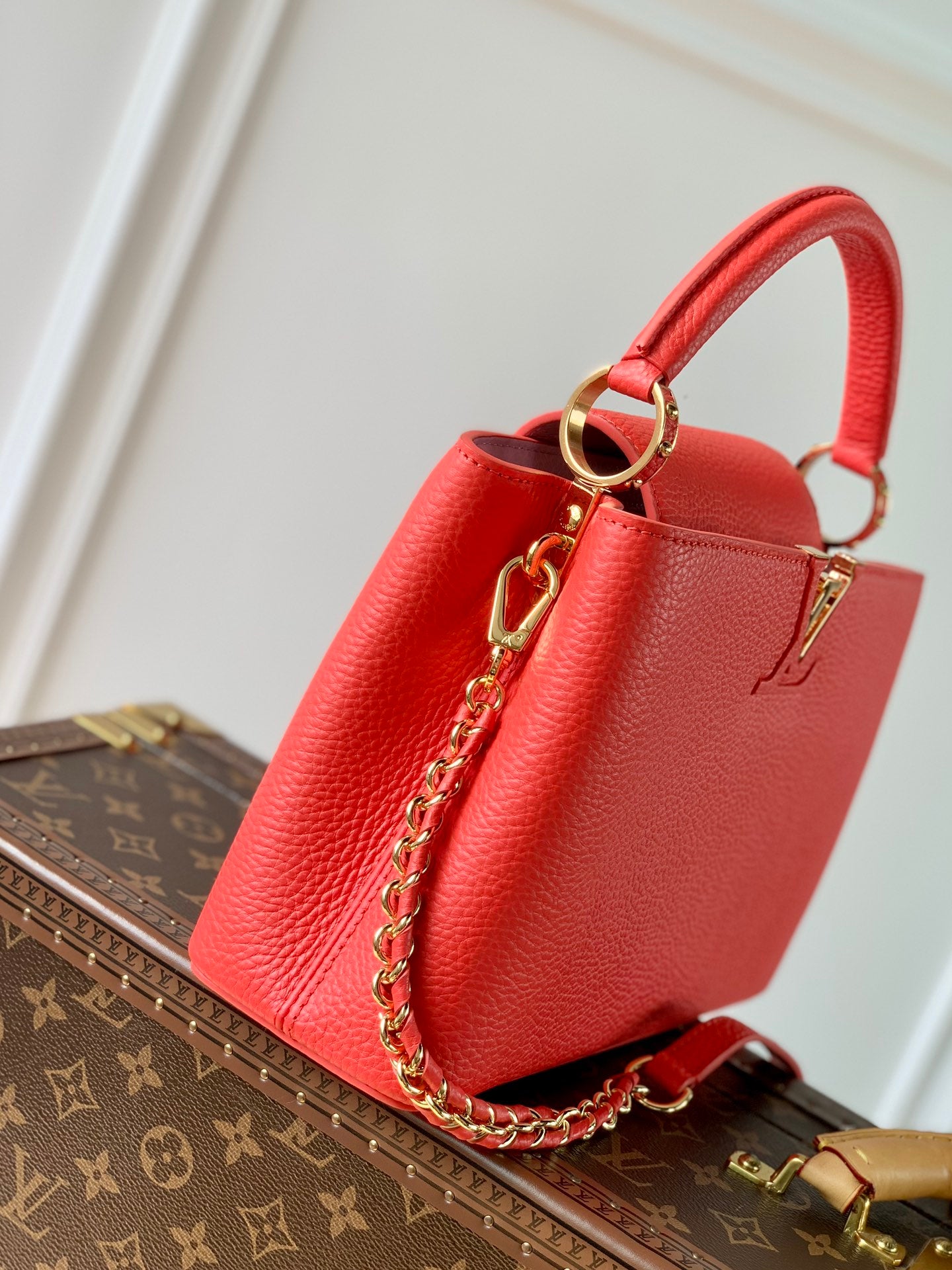 [TOP] Louis Vuitton LV Capucines BB 27x18x9cm- Red