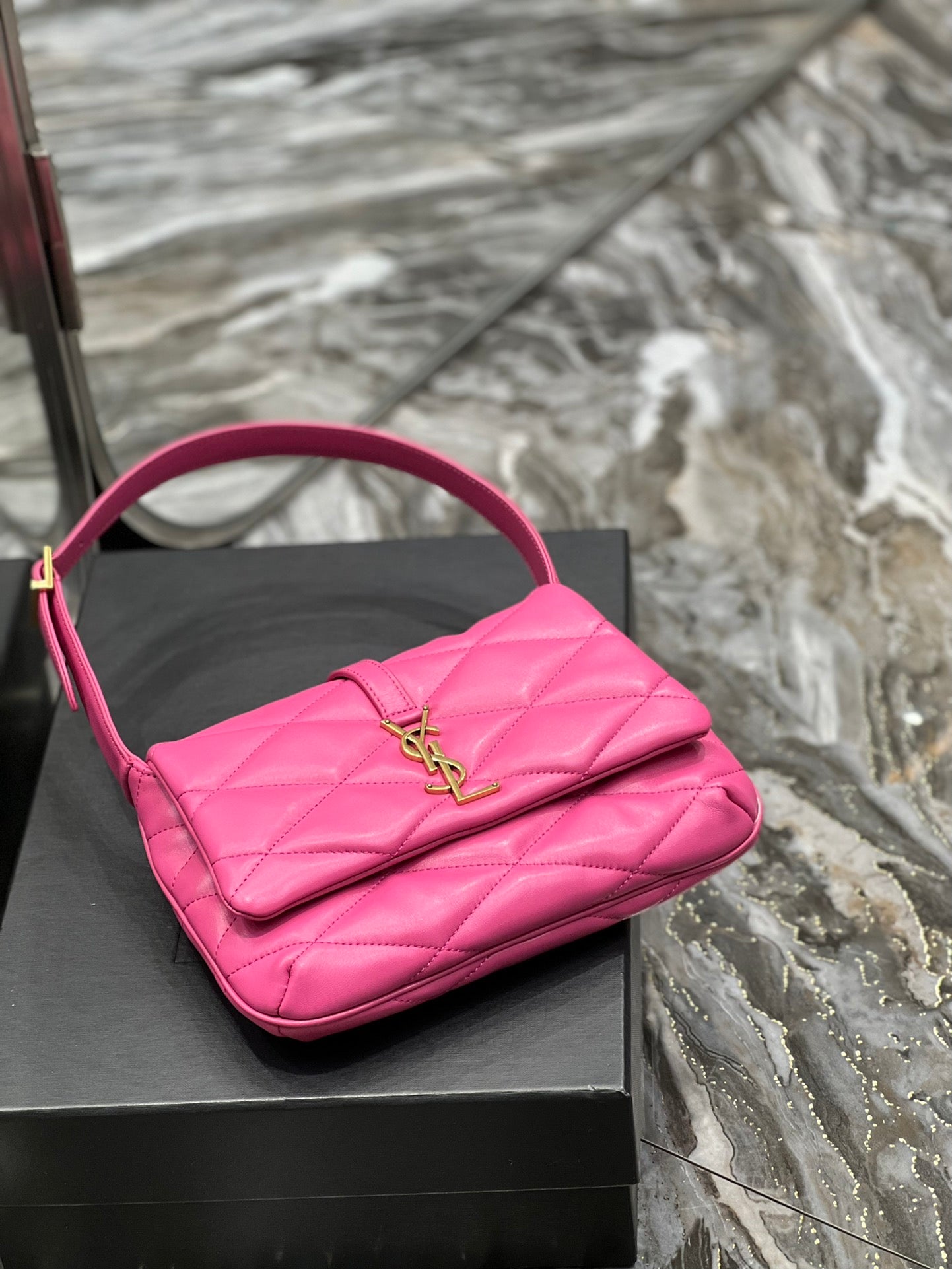 [TOP] Yves Saint Laurent YSL Le 57 Small Shoulder Bag - Hot Pink