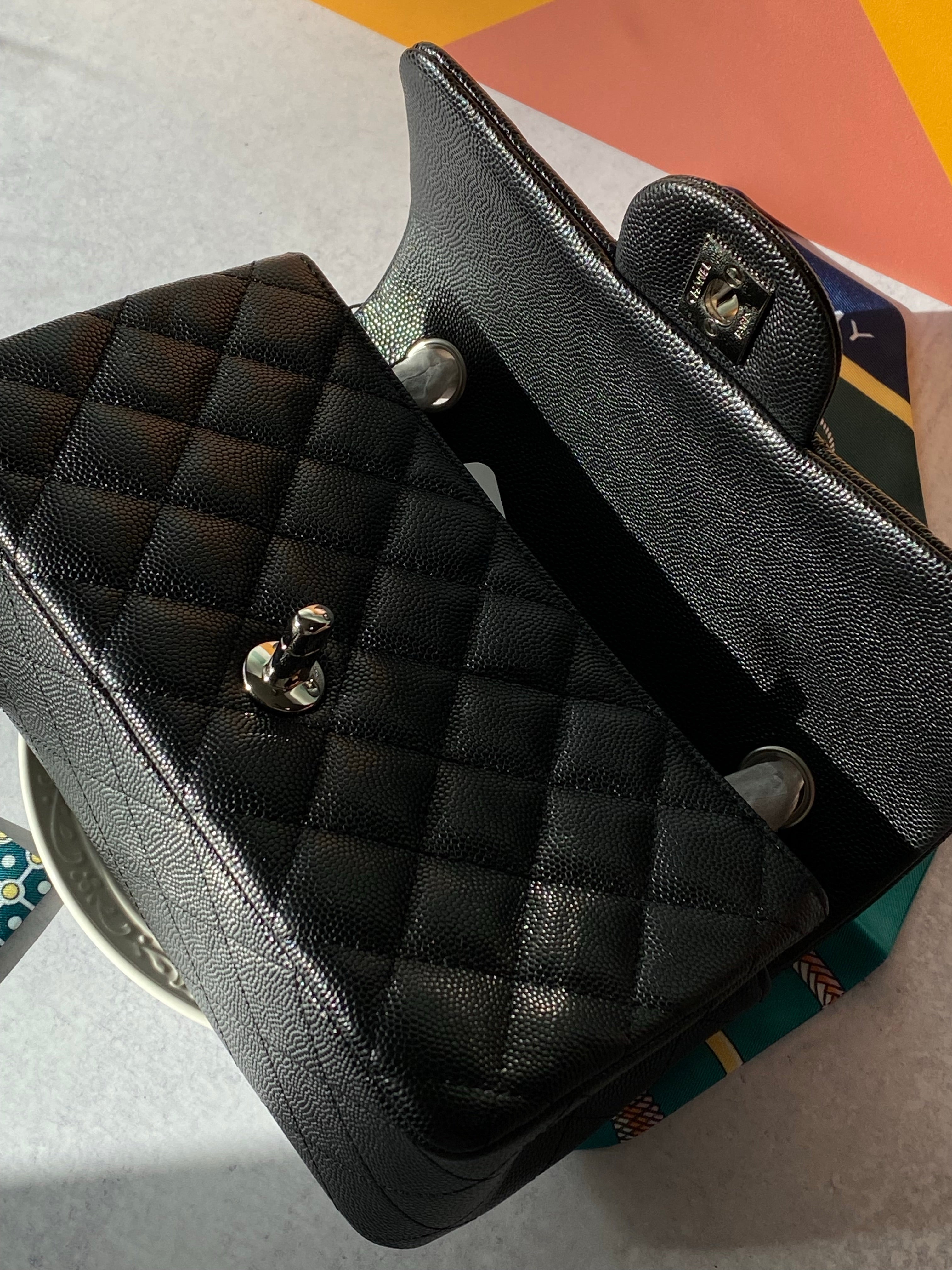 [TOP] CHANEL Classic Flap Bag Caviar Mini 20cm - Black & SHW