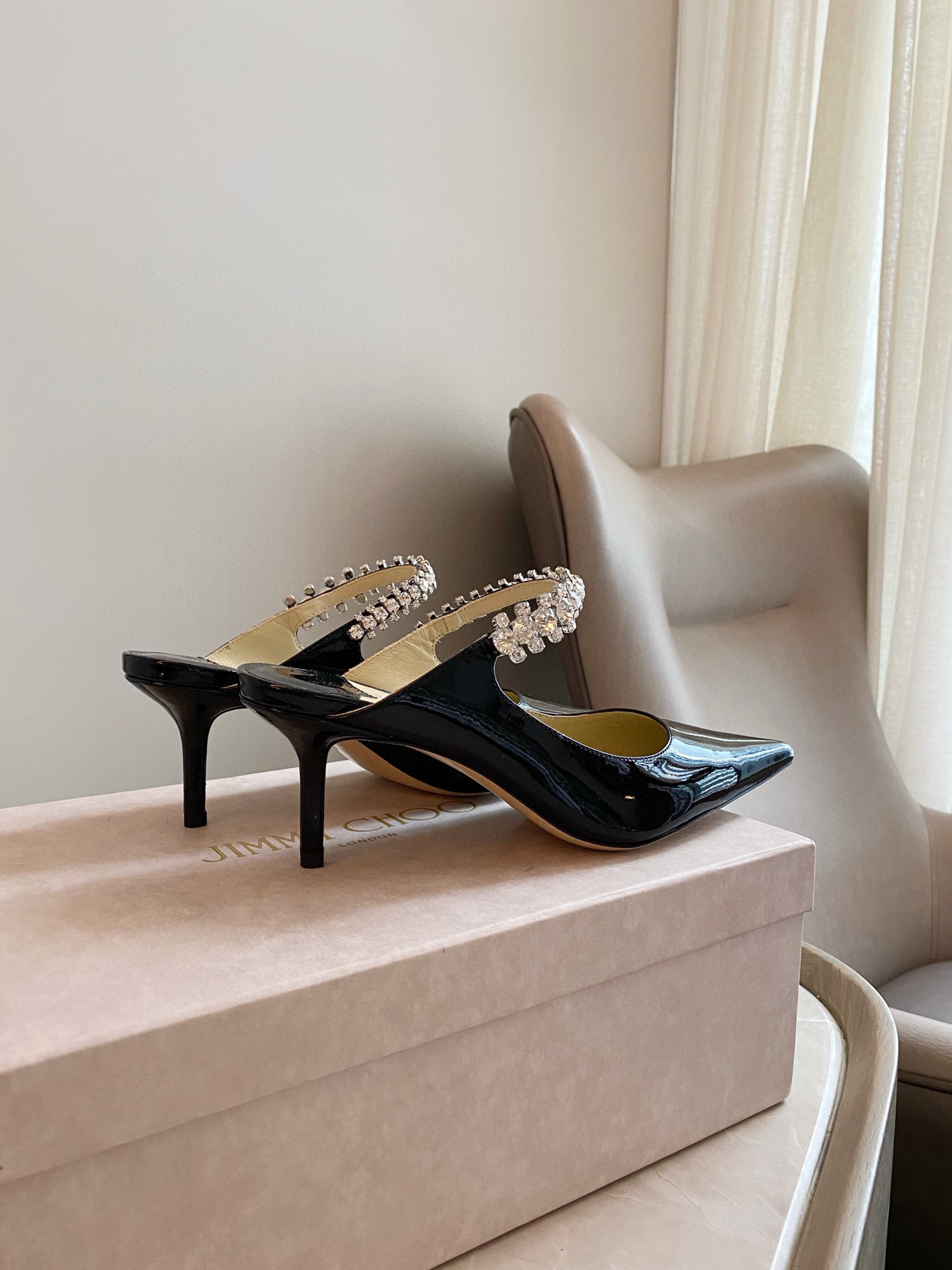 [TOP] Jimmy Choo Bing Heel 6.5cm Crystal Lambskin - 4 Colours